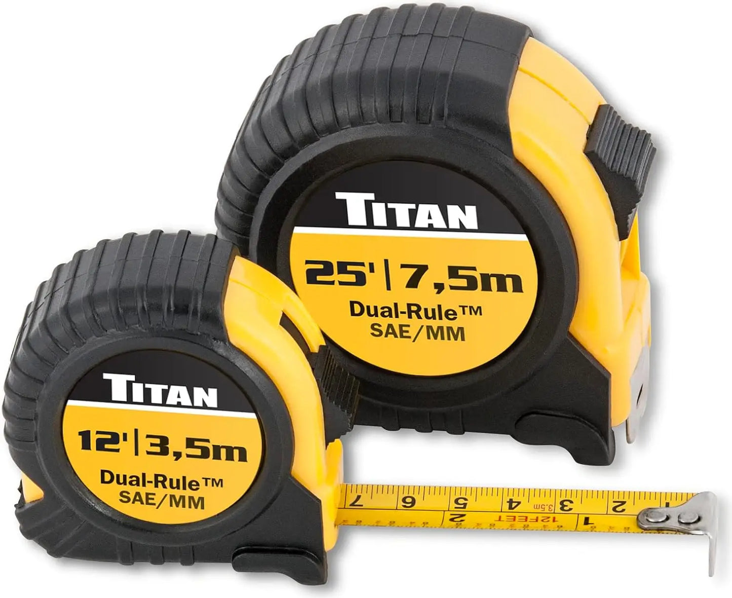 Tape Measure Set with Easy-Read Markings and Durable Case, 12-Foot and 25-Foot, 2-Piece
