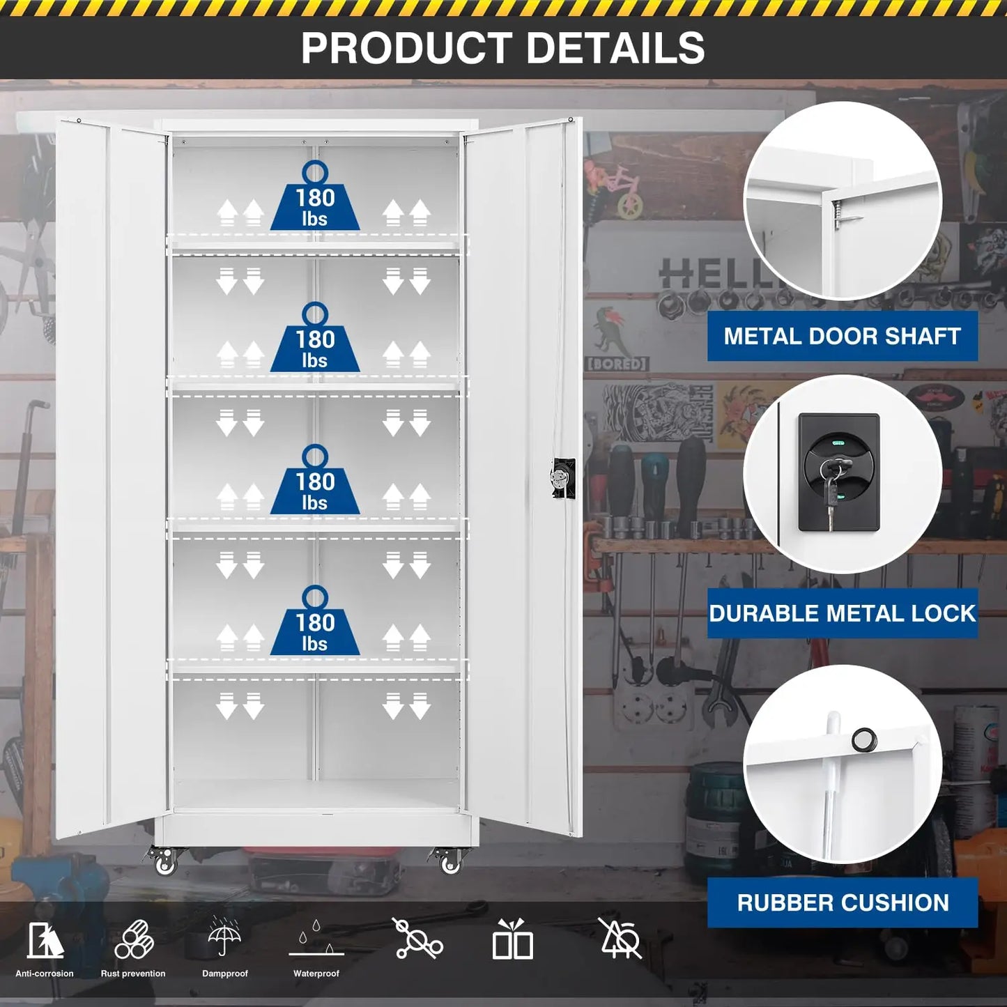 Metal Rolling Storage Cabinet-74.6” Tall Steel File Cabinets with Wheels Lockable Doors and Adjustable, Customized