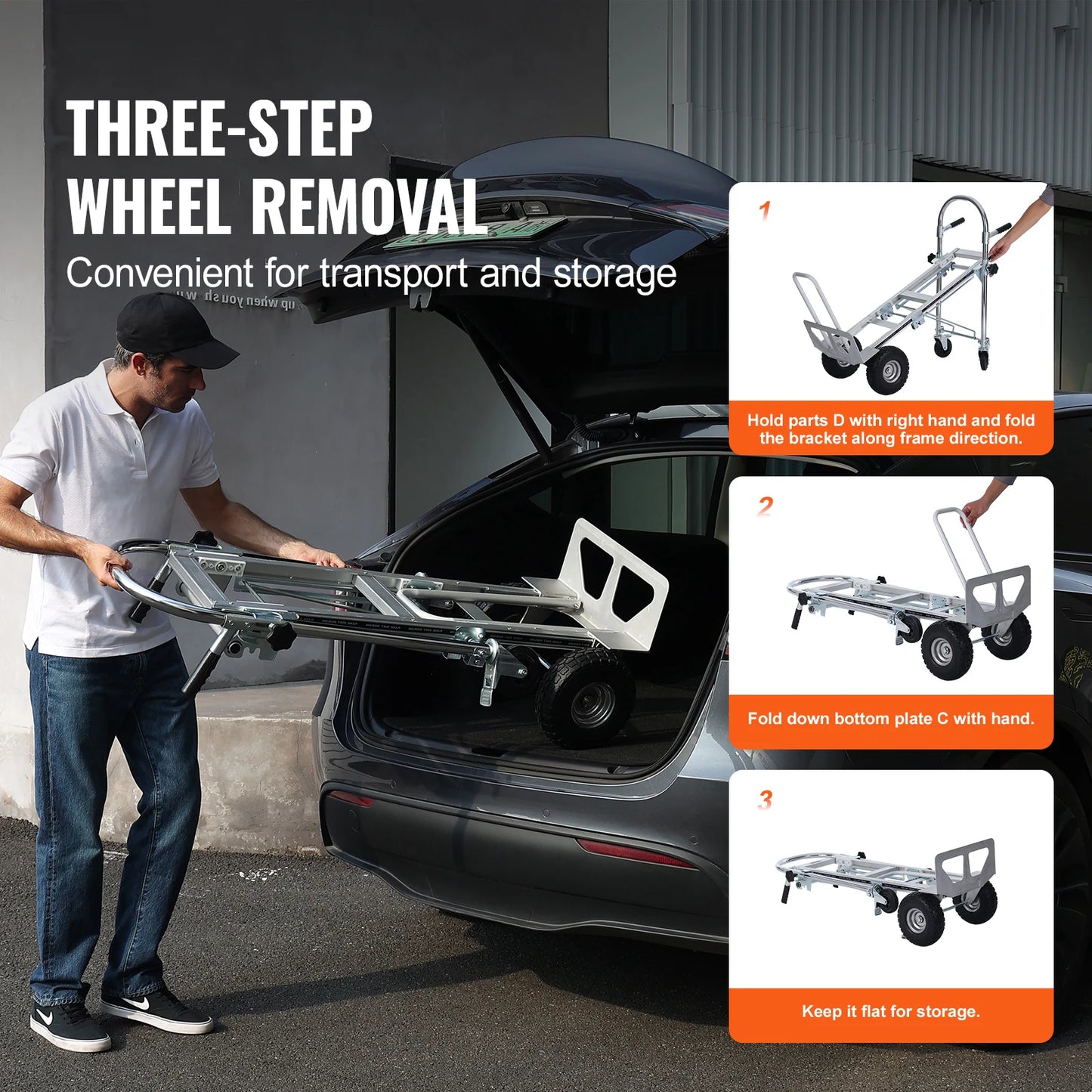 SucceBuy Aluminum Folding Hand Truck Heavy Duty Industrial Collapsible Dolly Cart for Moving in Warehouse Supermarket