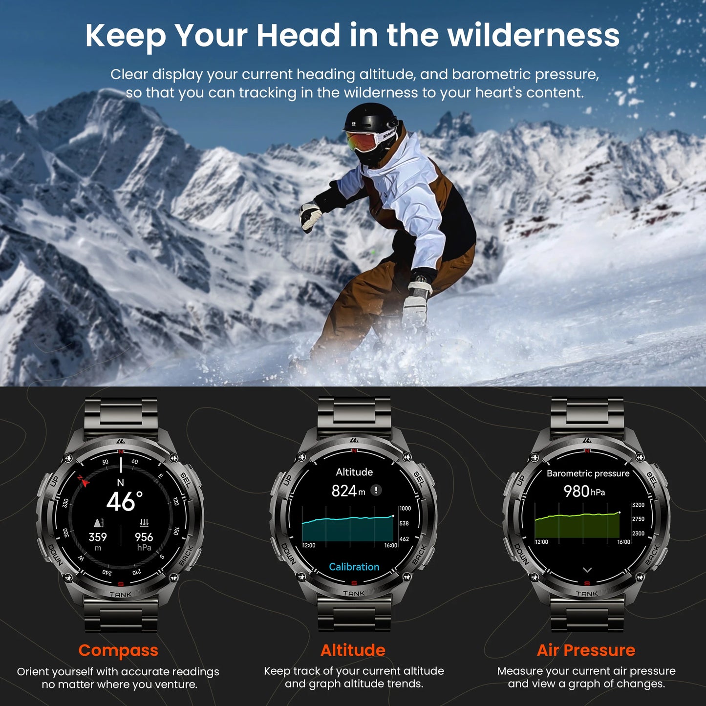 Kospet T3 Ultra GPS Smart Watch For Men With Altimeter
