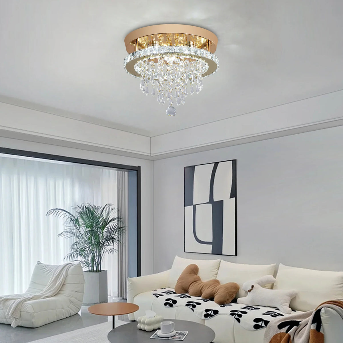 GreeLustr Luxury Crystal Chandelier LED Ceiling Light Modern With Bulbs