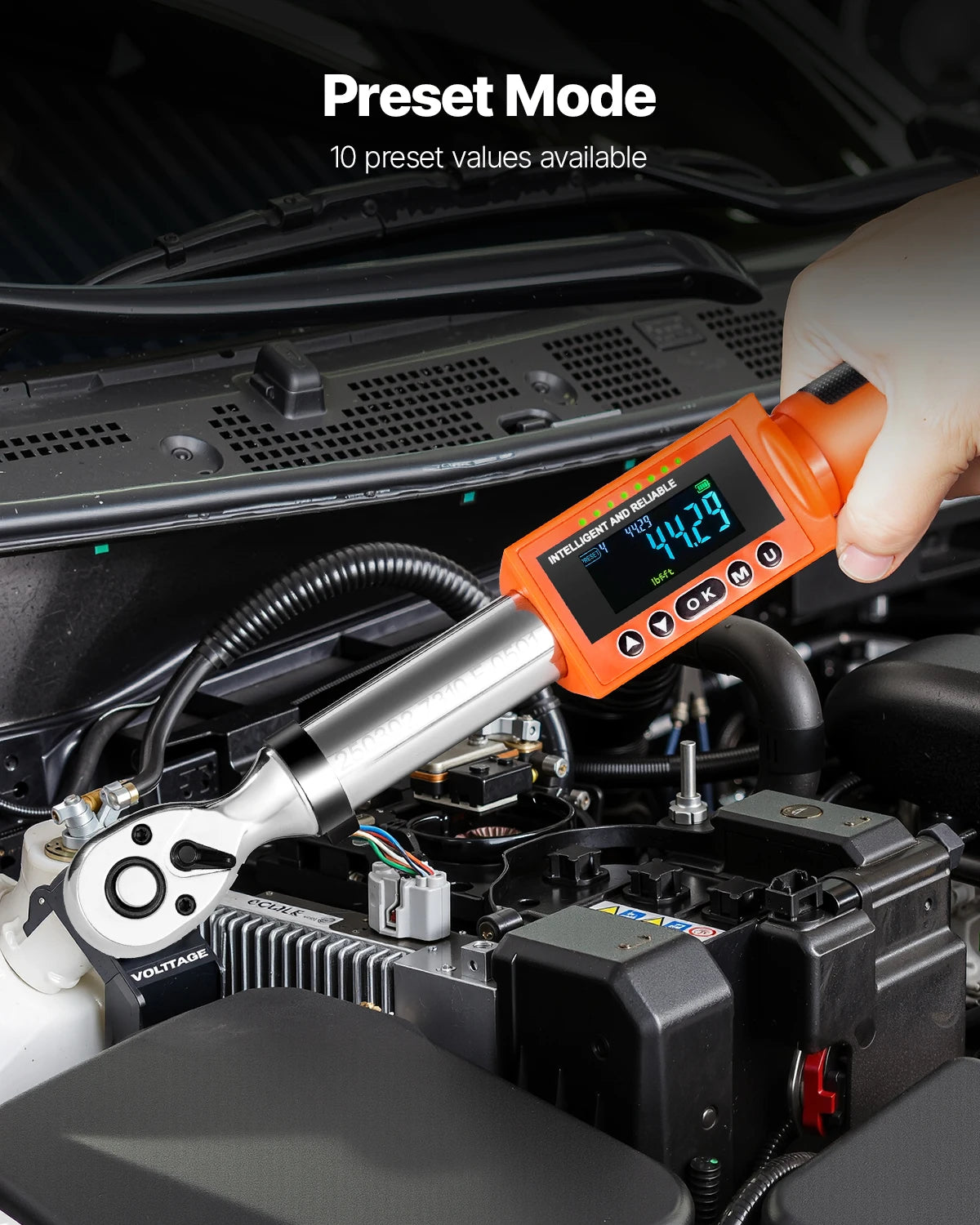 SucceBuy Digital Torque Wrench 72-Tooth ±2% High Accuracy Electronic Torque Wrench Preset Value Buzzer and LED Notification