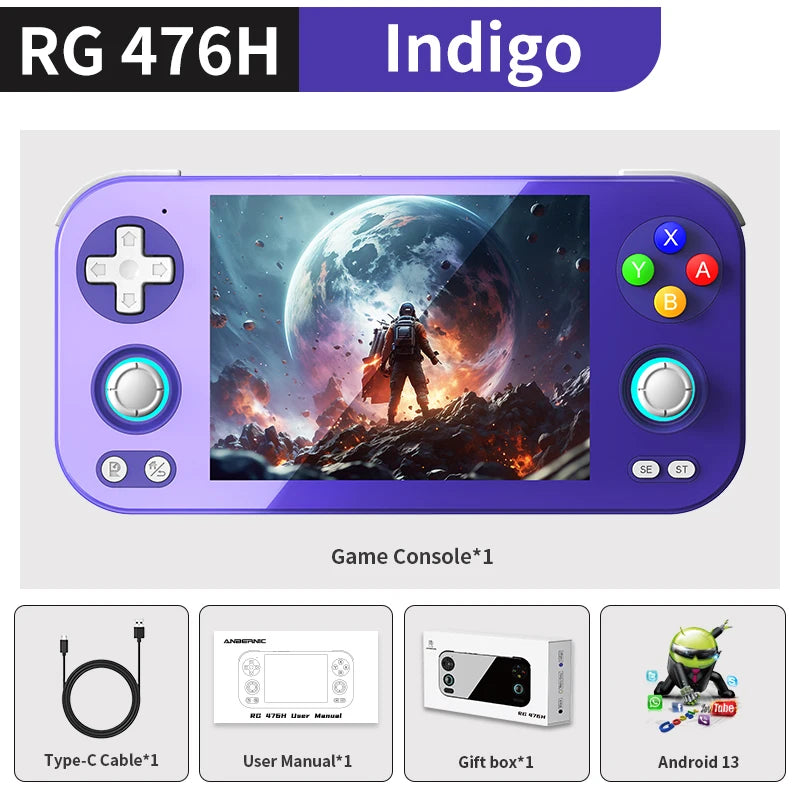 ANBERNIC RG 476H Android Handheld Game Console 4.7"HD Multi-touch Full Screen Hall Triggers Wifi Retro Video Games Player RG476H