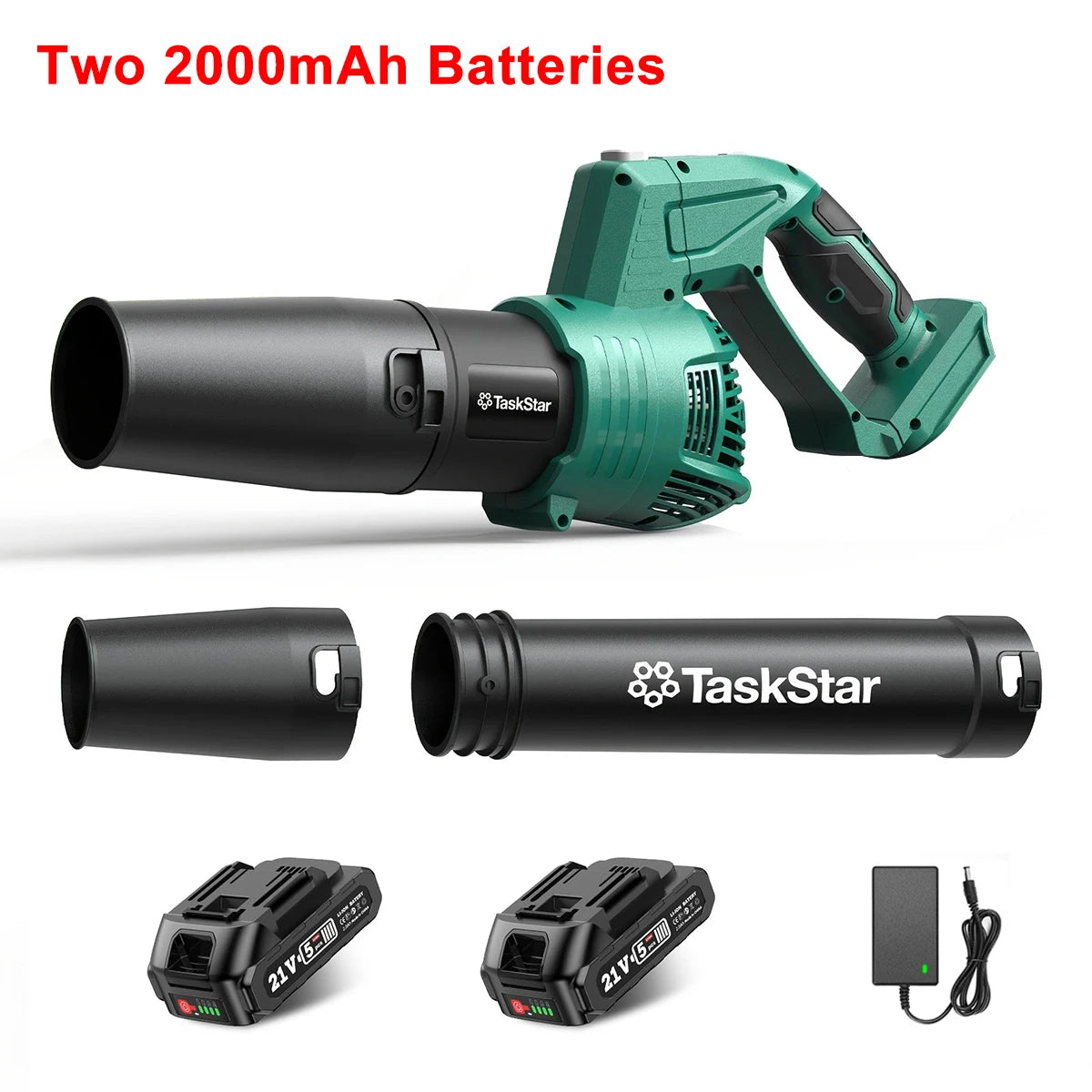 TaskStar Electric Leaf Blower 550CFM Brushed Motor 5-Speed 150MPH Rotating Head Airblower For Lawn Garden 4.0Ah Battery Powered