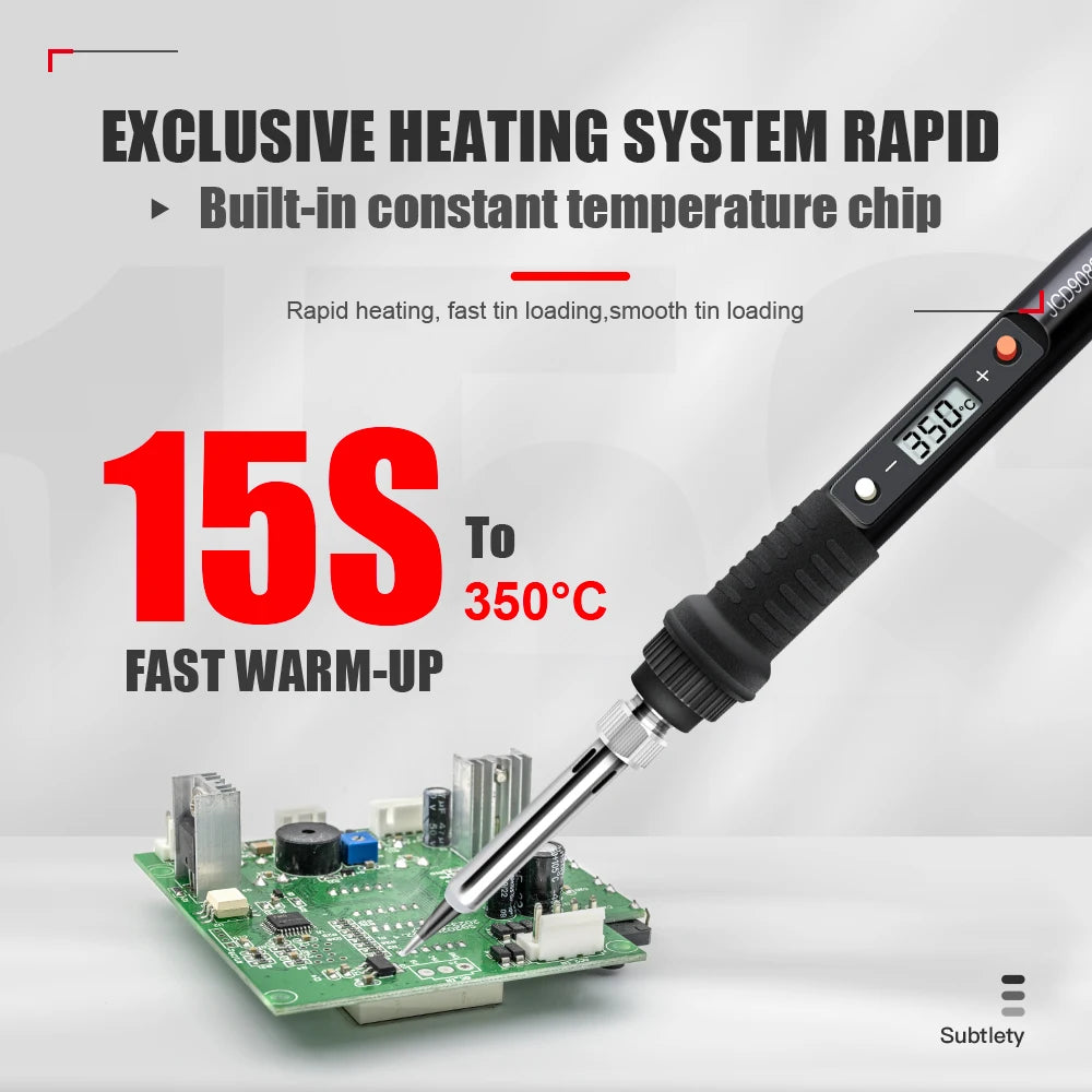 JCD 80W Electric Soldering Iron Set Adjustable Temperature 110V Replaceable Soldering Iron Head Soldering Iron Pen Welding Kit