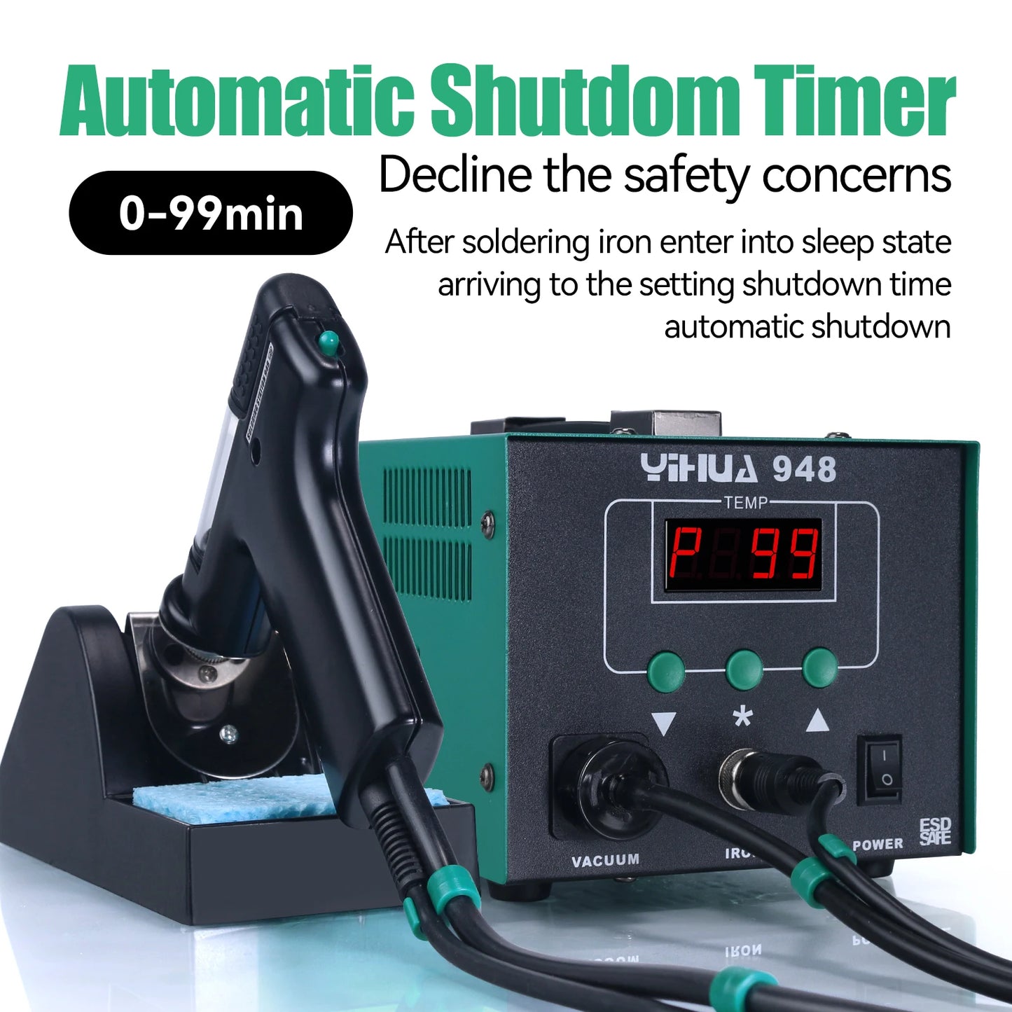 YIHUA 948 Digital Display Soldering Station Suction 90W Temperature Adjustable Soldering Iron Tin Gun Desoldering Station