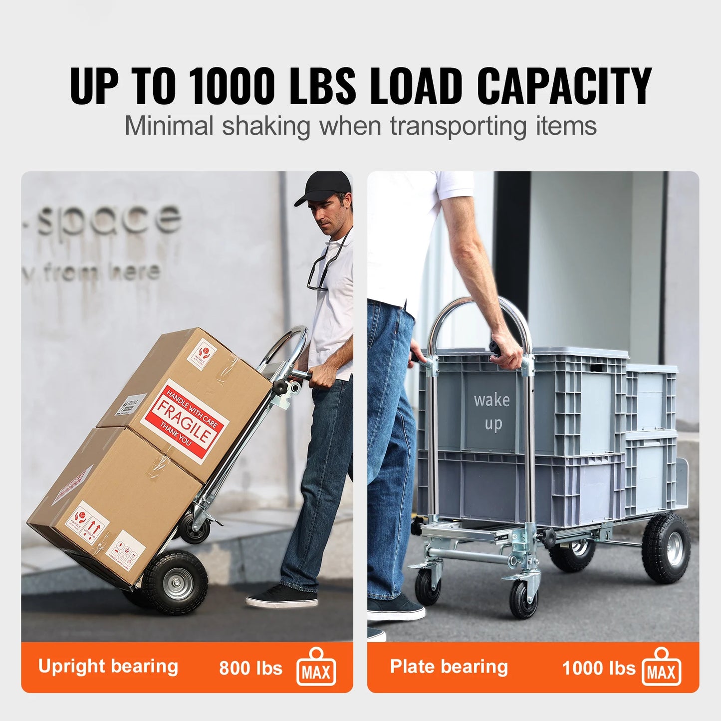 SucceBuy Aluminum Folding Hand Truck Heavy Duty Industrial Collapsible Dolly Cart for Moving in Warehouse Supermarket