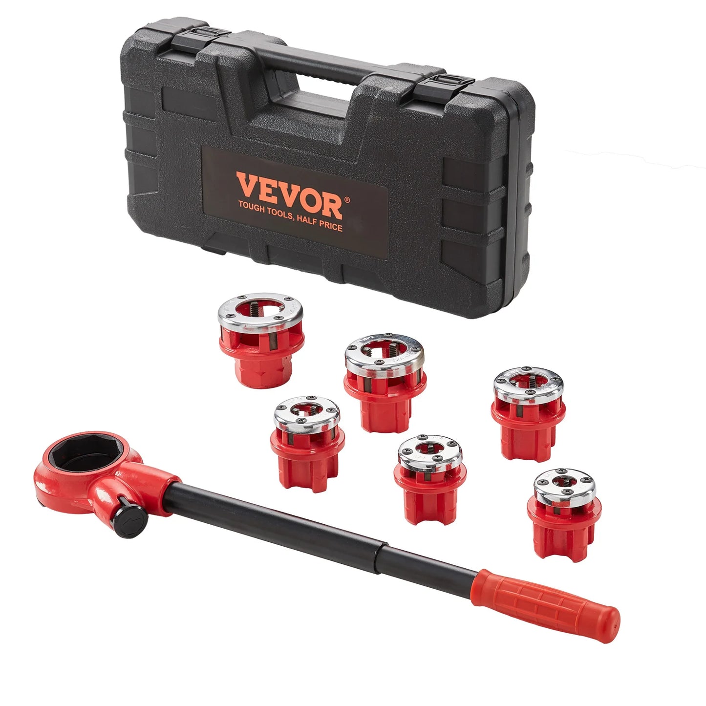 SucceBuy Manual Pipe Threader Ratchet Tool Portable Pipe Threading Set w/ 6PCS NPT Dies for Galvanized Aluminum Iron Copper Pipe