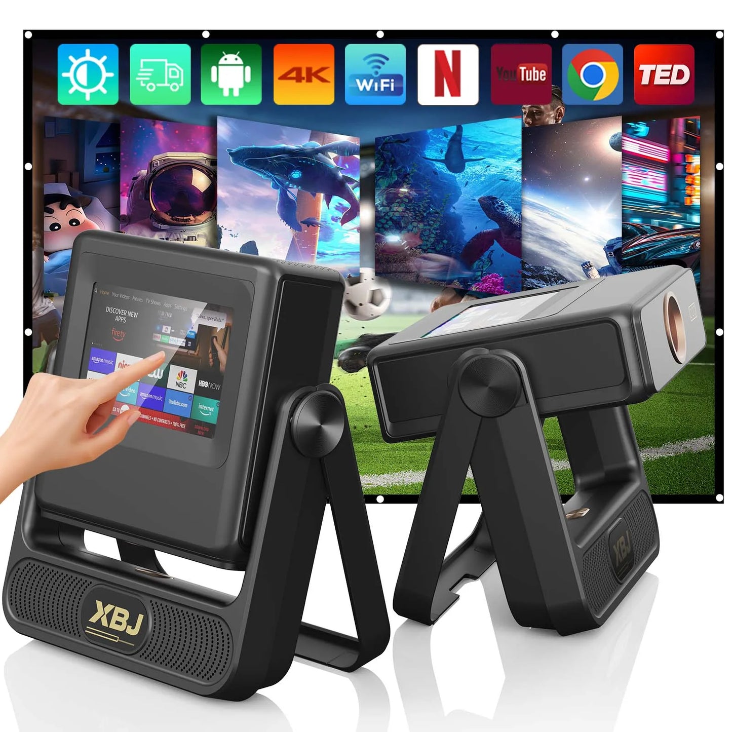 Xbj A5Pro Smart Touchscreen Projector With Wifi Auto Keystone