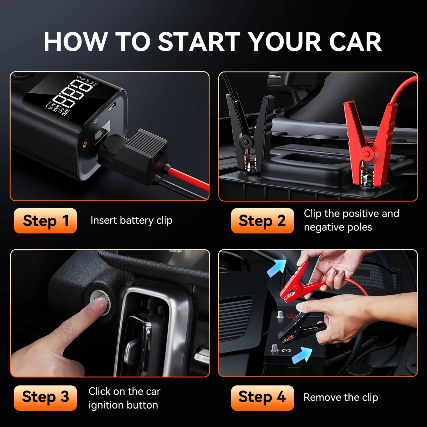 BUVAYE 12V Jump Starter With 150 PSI Air Compressor