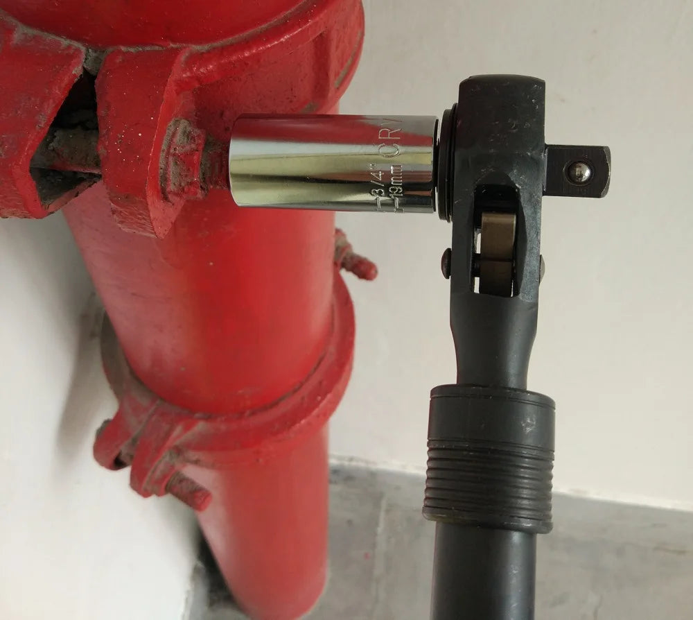 1/2in.& 3/8in Dual Head Ratchet Handle -Telescopic Black Ratchet Spanner with Hammer Function