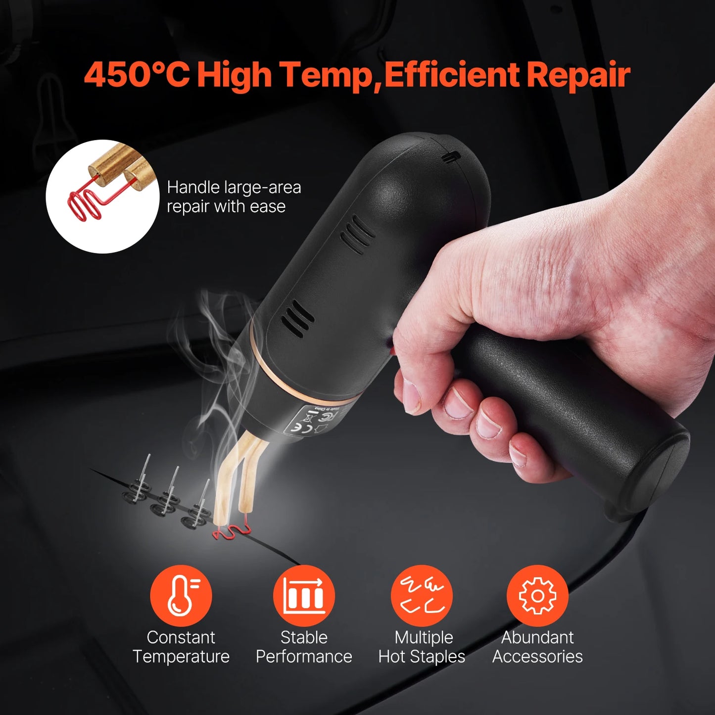 SucceBuy Cordless Plastic Welder 120W Plastic Welding Gun Rechargeable Hot Staple Welding Gun Plastic Car Bumper Repair Kit