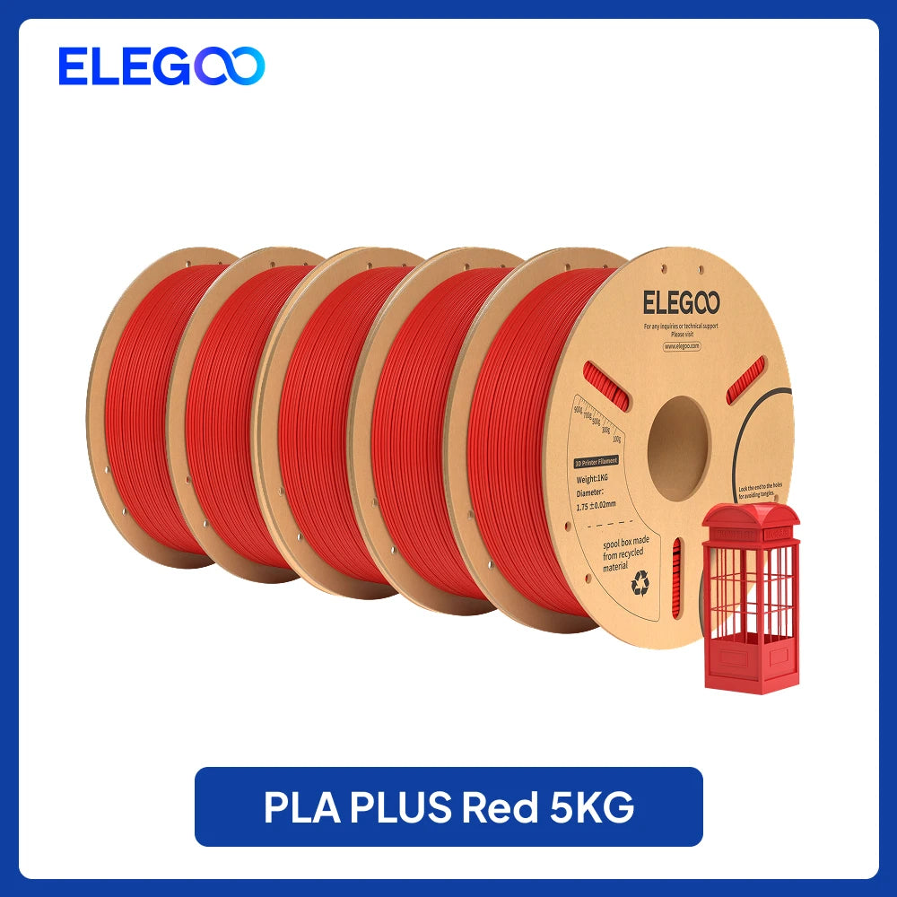 ELEGOO 4KG/5KG/10KG PLA+ Filament 1.75mm 3D PLA for FDM Printer