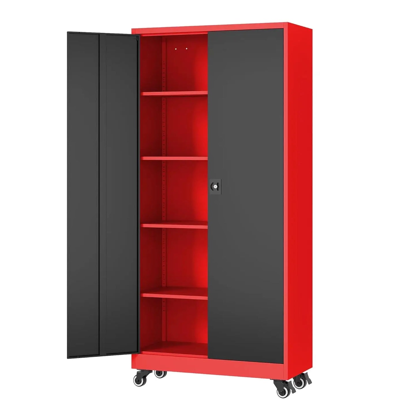 Metal Rolling Storage Cabinet-74.6” Tall Steel File Cabinets with Wheels Lockable Doors and Adjustable, Customized