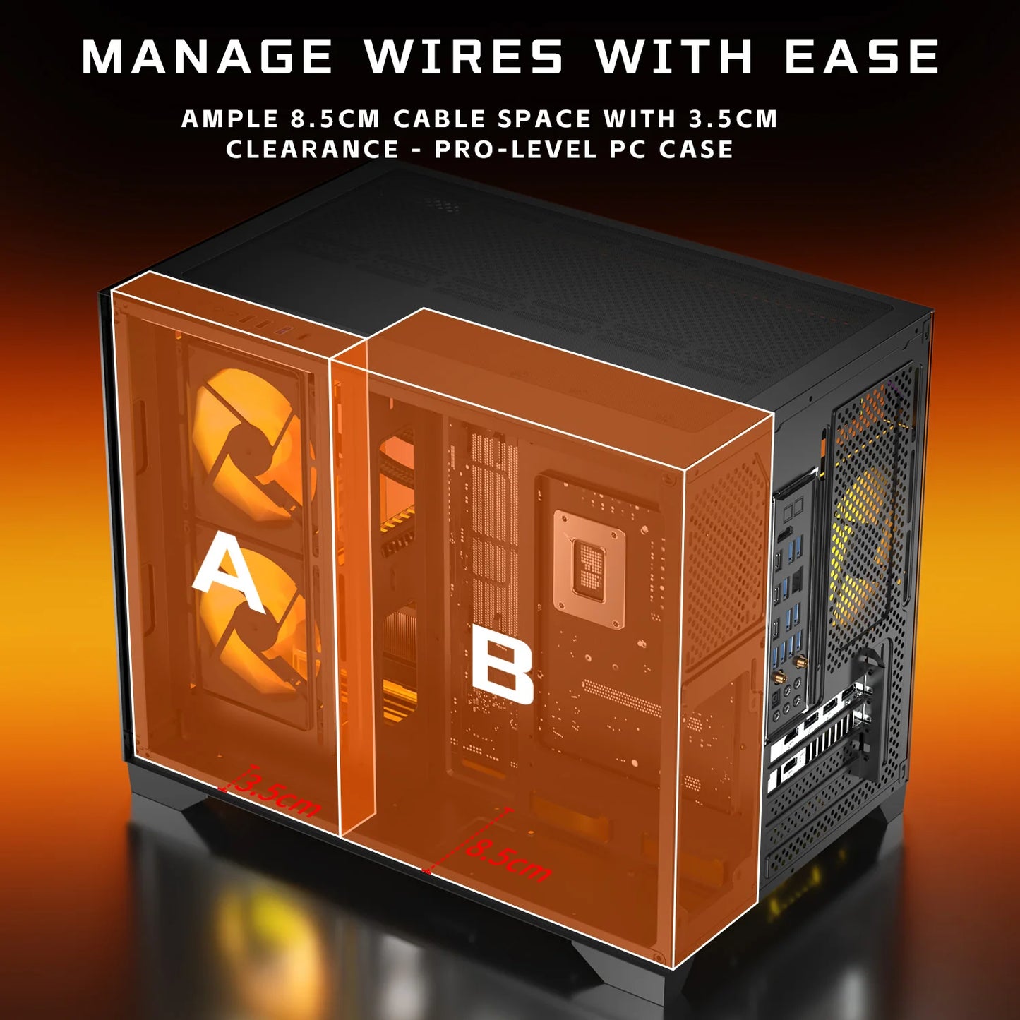 Micro-ATX Gaming PC Case with 270° View Tempered Glass, Pre-Installed 3 PWM ARGB Fans & Magnetic Filter, Supports Standard ATX