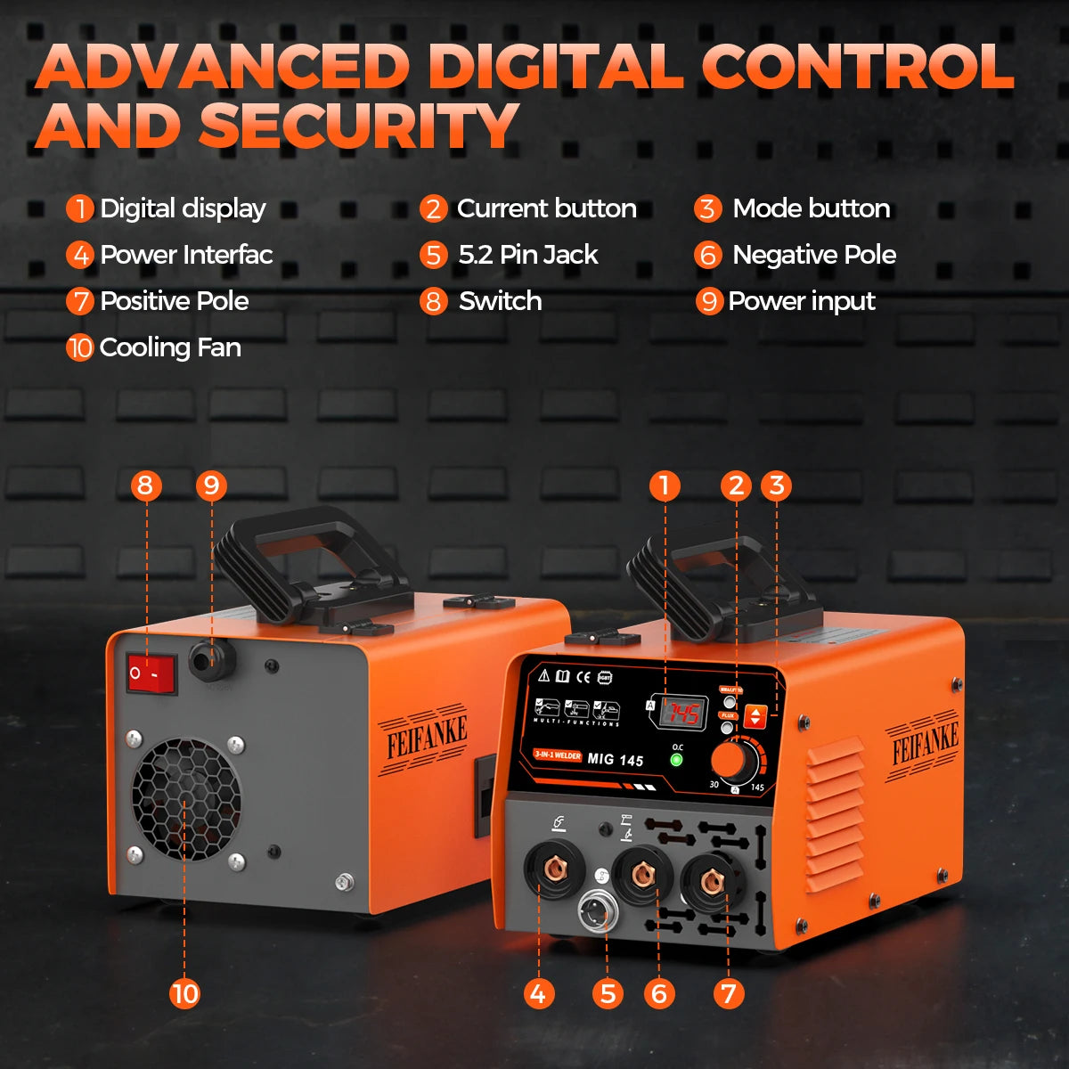 145A Flux Core MIG Welder110V Gasless Flux Core/Lift TIG/Stick 3 in 1 Portable Mini Welding Machine for Beginner