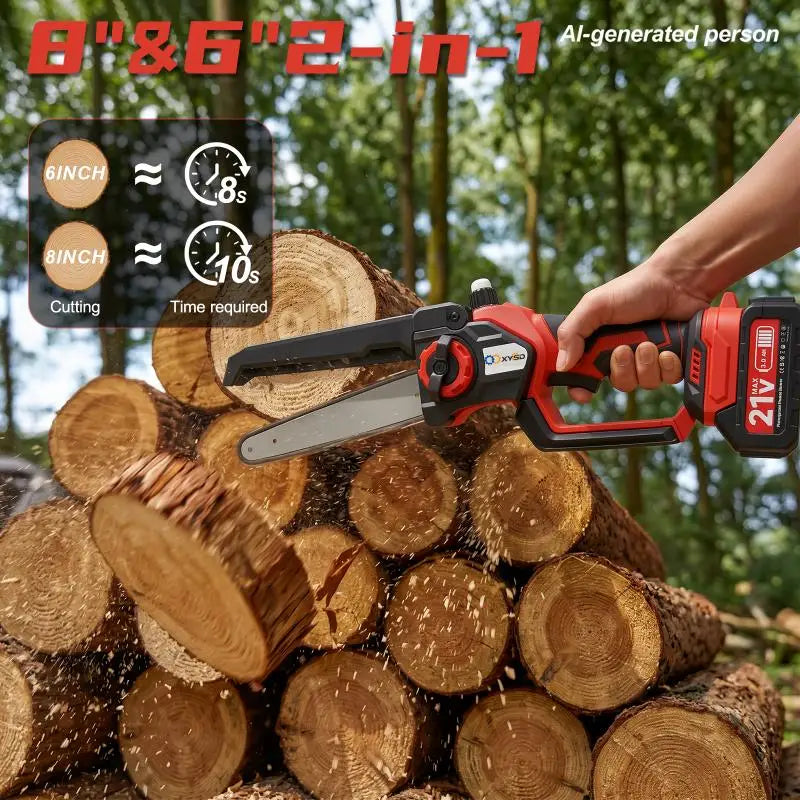 XYSD 8" & 6" Mini Chainsaw Cordless, Portable Handheld Electric Chainsaw with 2x3.0Ah Batteries, for Wood & Tree Cutting