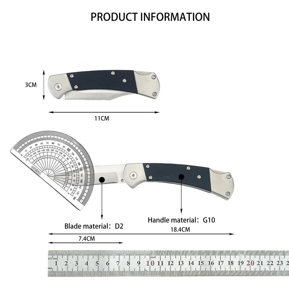 High-quality Folding Knife Featuring A D2 Blade and G10 Handle, Ideal for Adventure, Everyday Cutting, Rescue, and Mountaineering. A Portable Outdoor Jungle Knife Perfect As A Gift