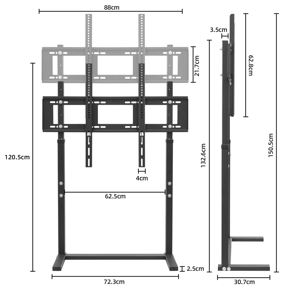 UNHO höhenverstellbarer mobiler TV-Ständer, geeignet für 32-85-Zoll-LED-LCD-Bildschirm, porenfreie Installation, kompatibel mit Panel-TV, Spielmonitorständer, VESA-Standard 600 × 400 mm, maximale Tragfähigkeit 40 kg / 8