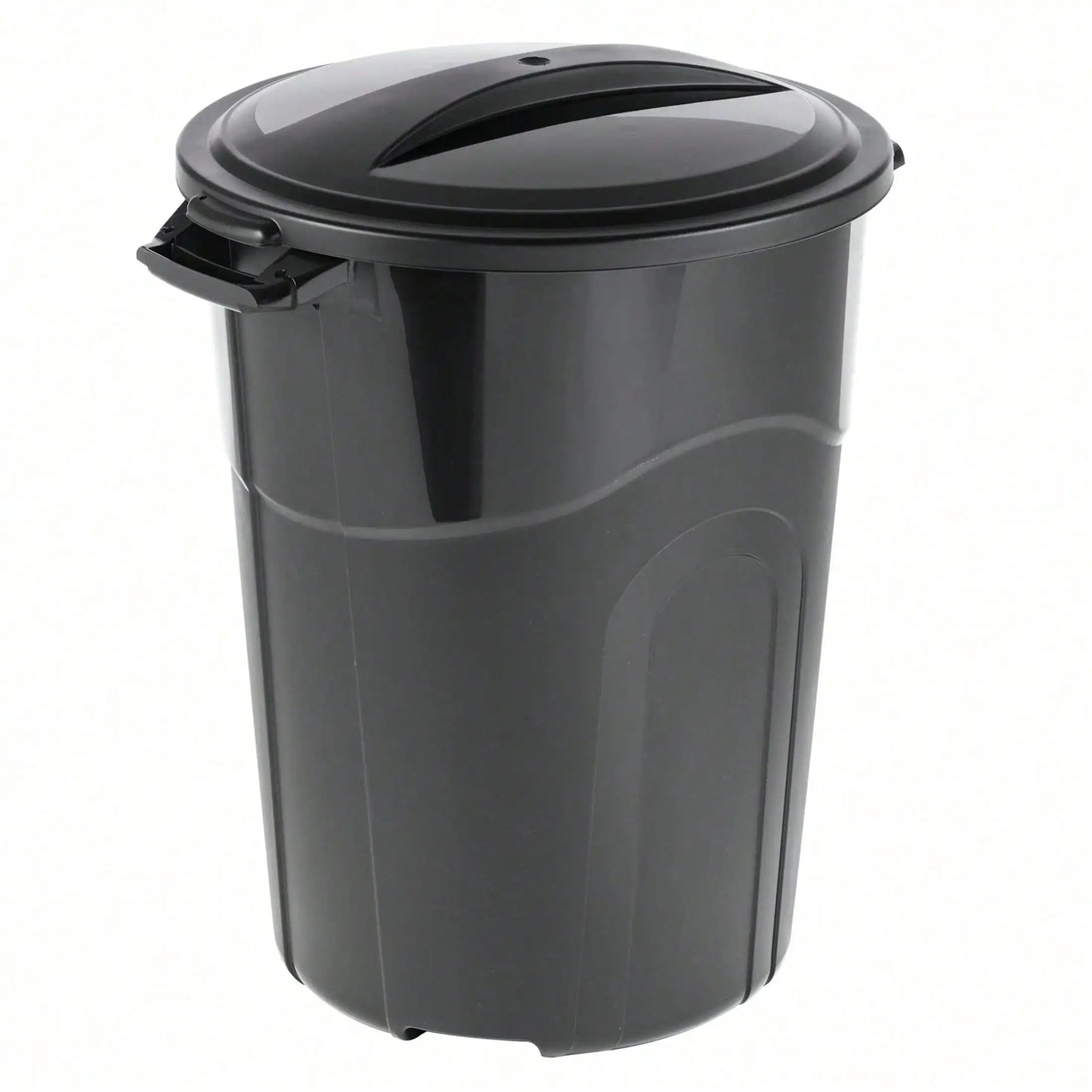 32 Gallon Heavy Duty Plastic Garbage Can, Included Lid, Indoor/Outdoor, Black