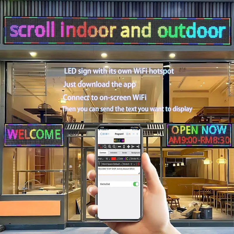 High-brightness Outdoor LED Signboard 7-color LED Electric Bulletin Moving Shining LED Message Board Multi-function Signboard