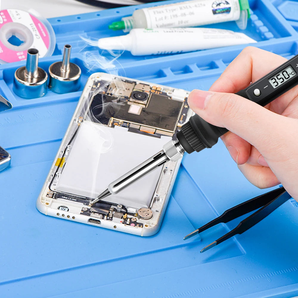 JCD 80W Electric Soldering Iron Set Adjustable Temperature 110V Replaceable Soldering Iron Head Soldering Iron Pen Welding Kit