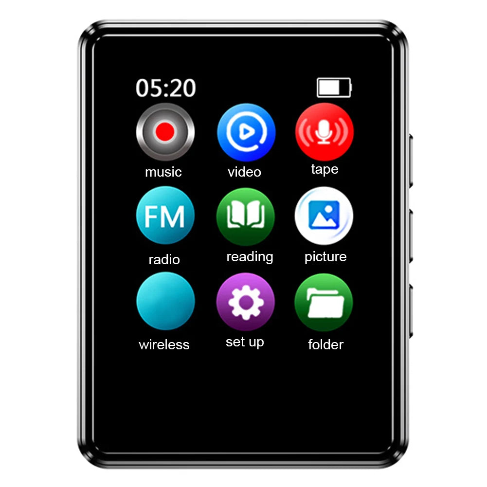 MP3/MP4 FM Radio Recorder Compatible with Bluetooth Digital Audio Player Built in Speaker 128GB 1.77 Inch for Student Daily Use