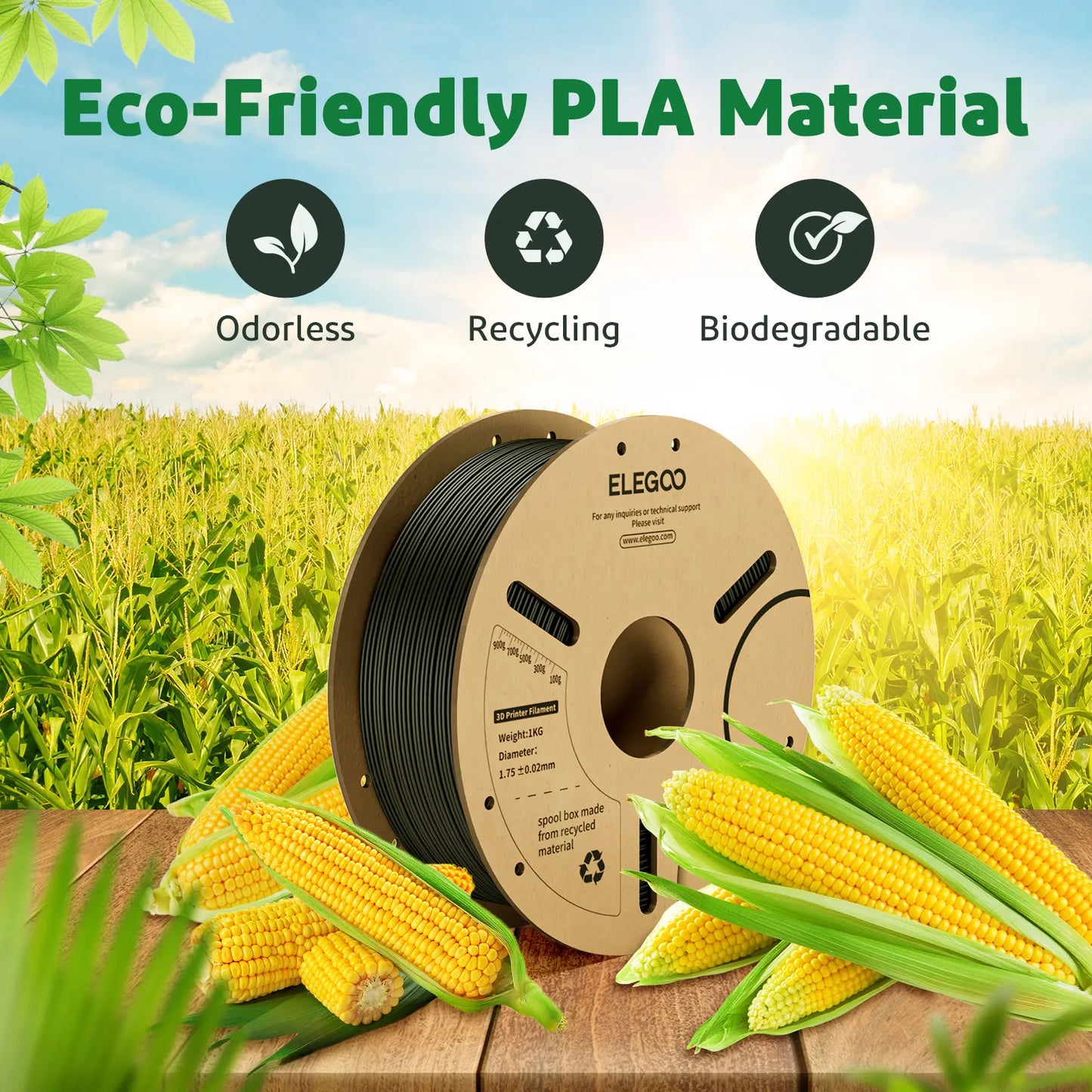 ELEGOO 4KG/5KG/10KG PLA+ Filament 1.75mm 3D PLA for FDM Printer
