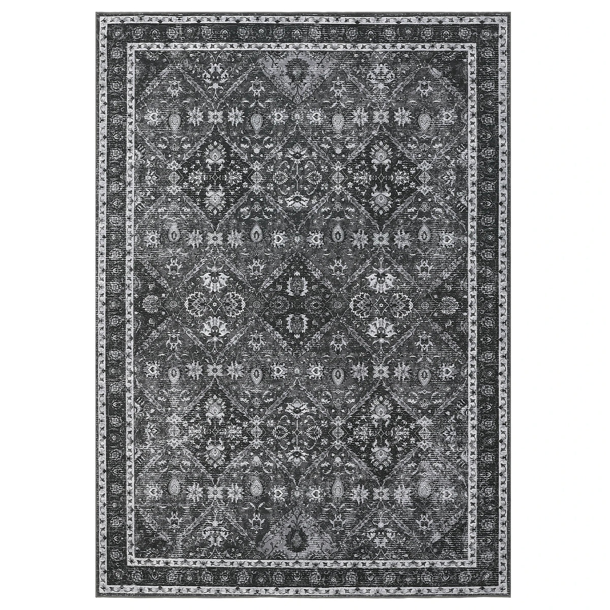 Geometric Polyester Rug, Machine Washable With Stain And Water Resistance
