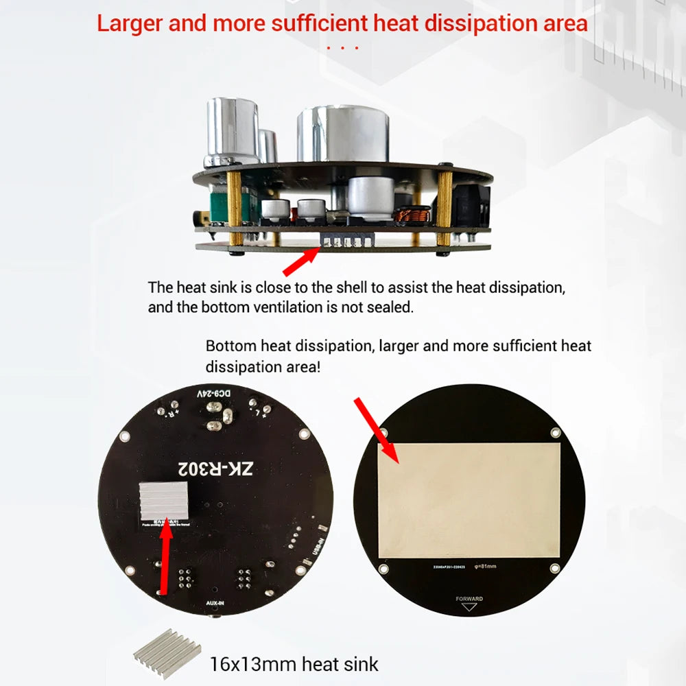 ZK-R302 cool volume indicator bluetooth audio power amplifier board module TPA3118 high and low bass adjustment 30WX2