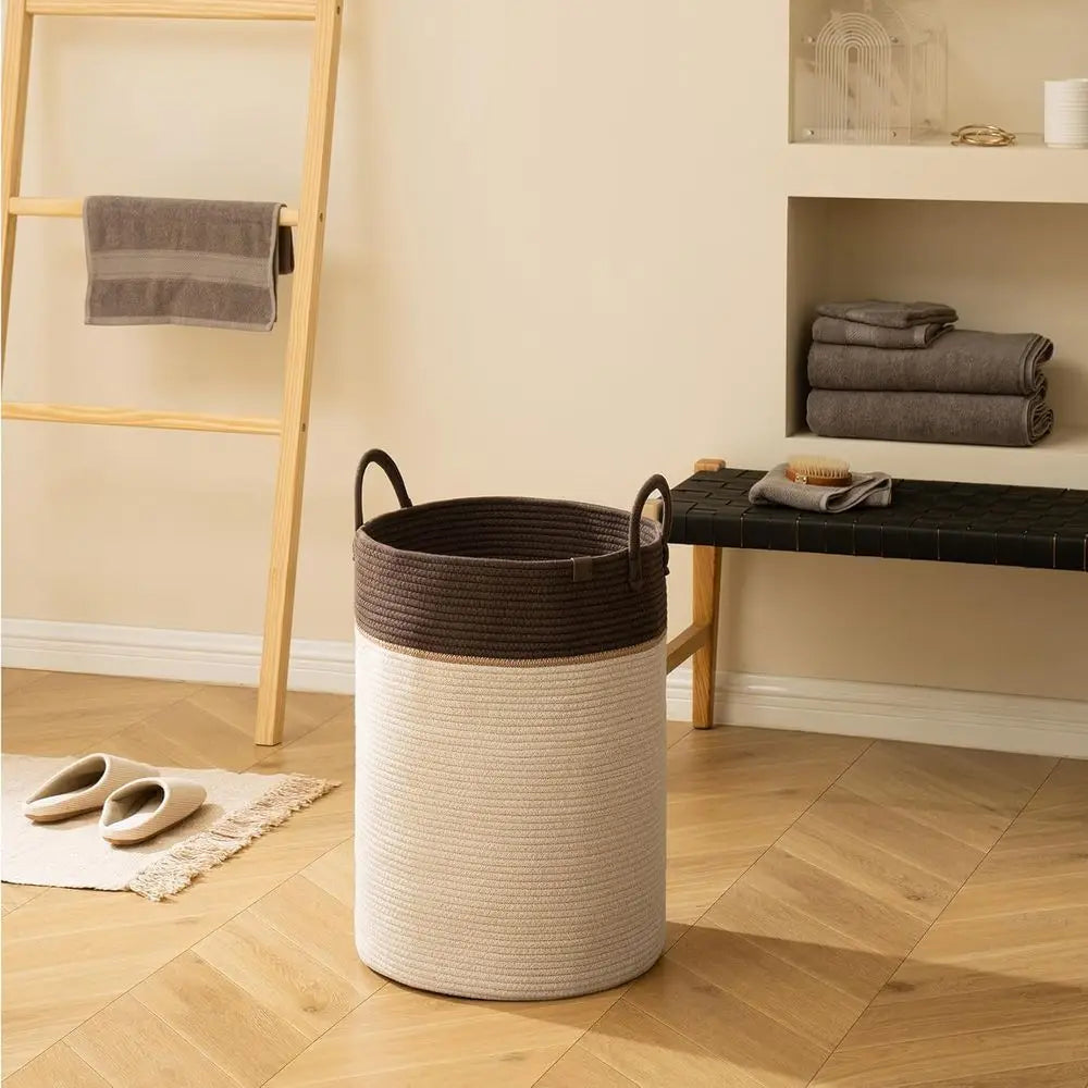 Extra Large Cotton Storage Basket - 72 Liters, Ideal for Laundry, Blankets, Toys, and Kids' Clothes