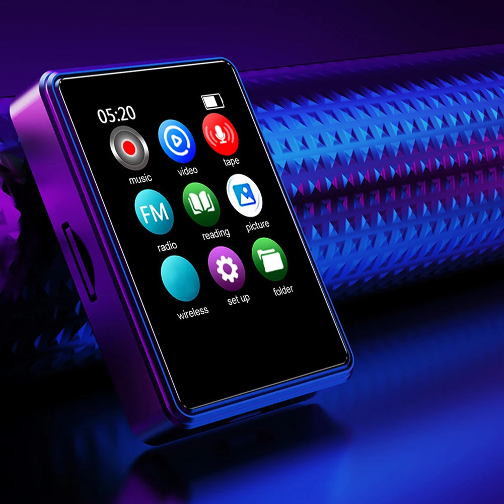 MP3/MP4 FM Radio Recorder Compatible with Bluetooth Digital Audio Player Built in Speaker 128GB 1.77 Inch for Student Daily Use