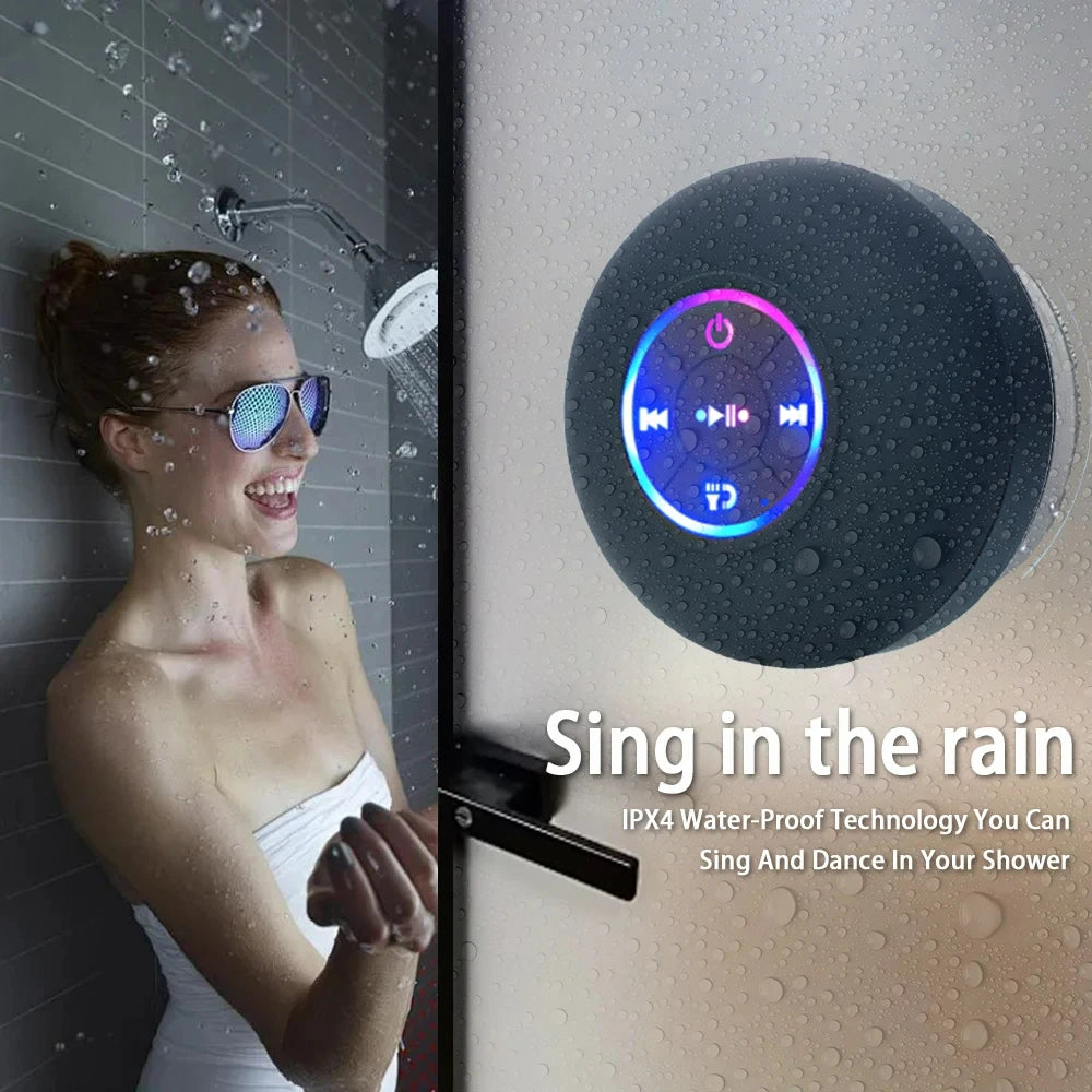 IPX6 Waterproof Speaker with LED Light Show Handsfree Call for Pool Party Camping Shower