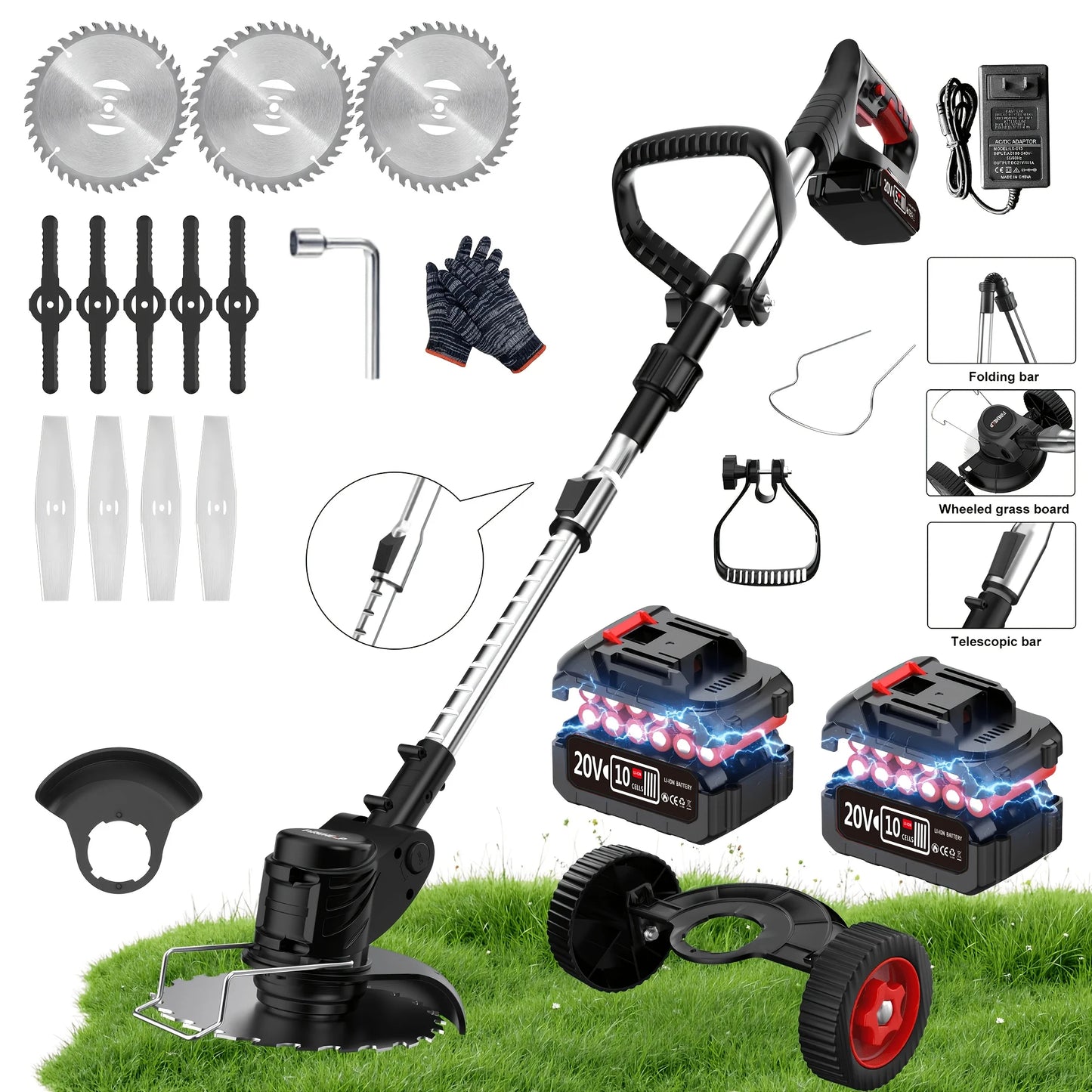 Portable Household Wireless Electric Lawn Mower, Garden Weeder/Cordless Trimmer, 3in1 Multifunctional Garden Mower