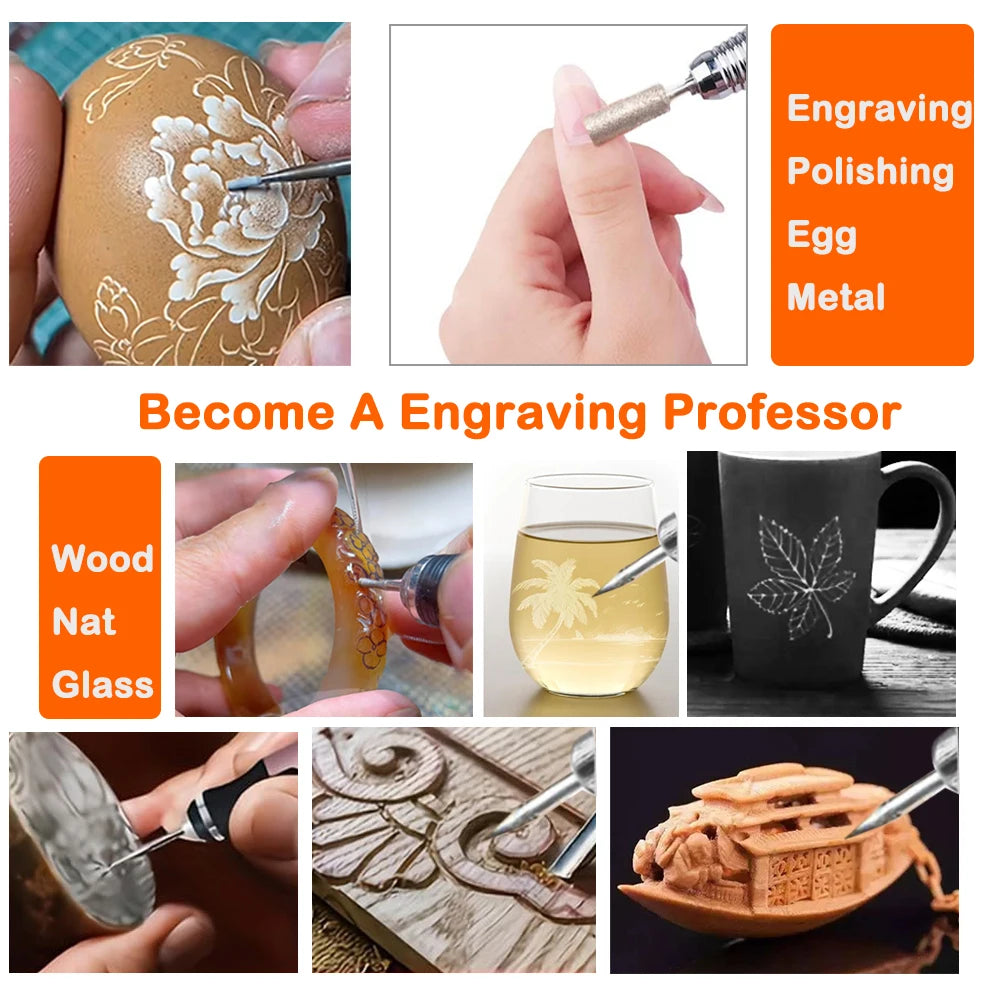 Cordless Rotary Tool Set - Rechargeable Engraving Pen with Adjustable Speeds, Portable Woodworking Kit for Sanding, Polishing, Drilling & Etching, 280mAh Battery, Carving Pen，Engraving, DIY Crafts