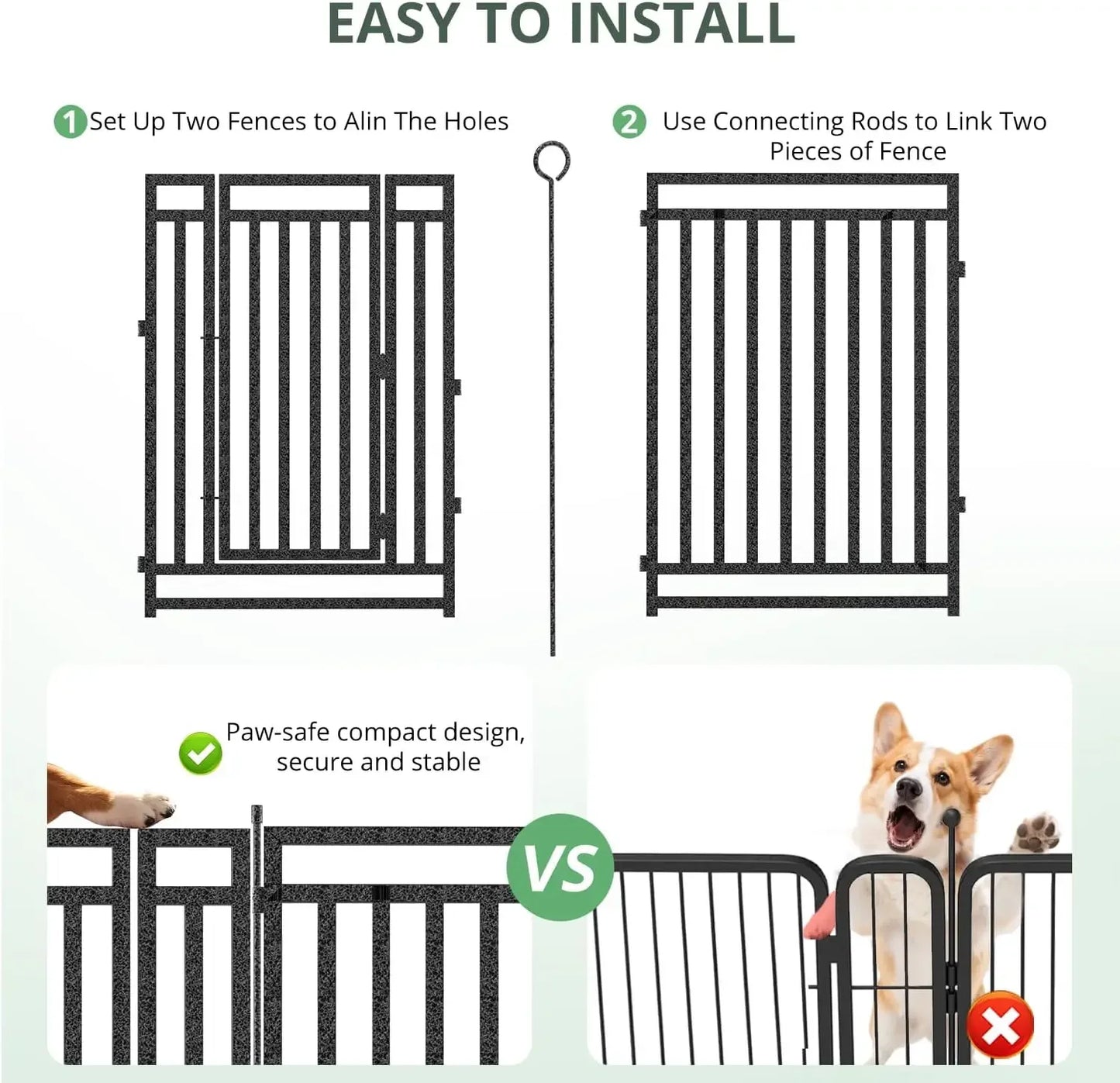 Dog Fence Outdoor Indoor, 40" Inch Height 16 Panels Dog Playpen for Large/Medium/Small Dogs Metal Dog Pen for Yard Camping and R