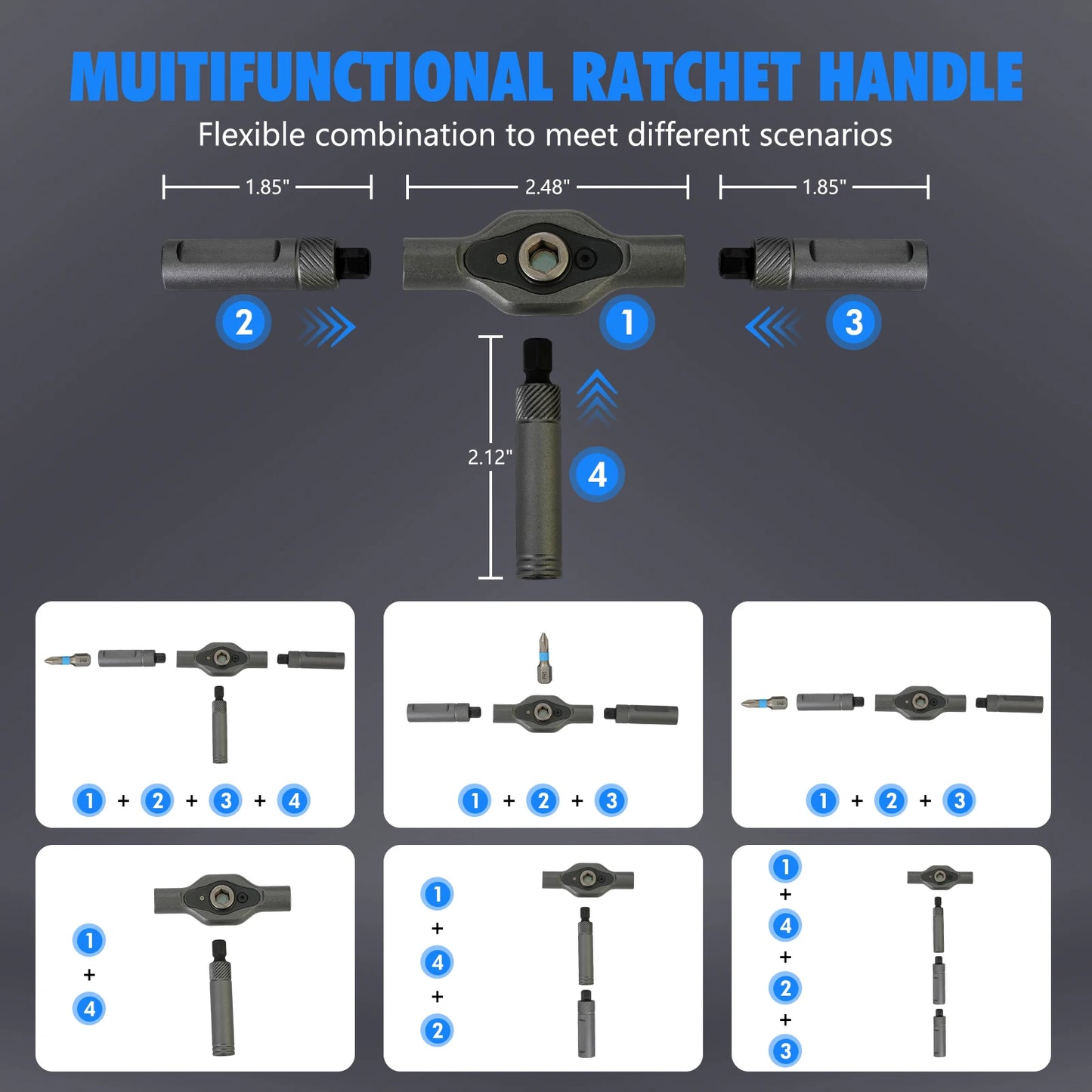 42-in-1 Magnetic Screwdriver Set T-handle Multifunctional Ratchet Screwdriver Bit Kit for Household DIY Bicycle Repair