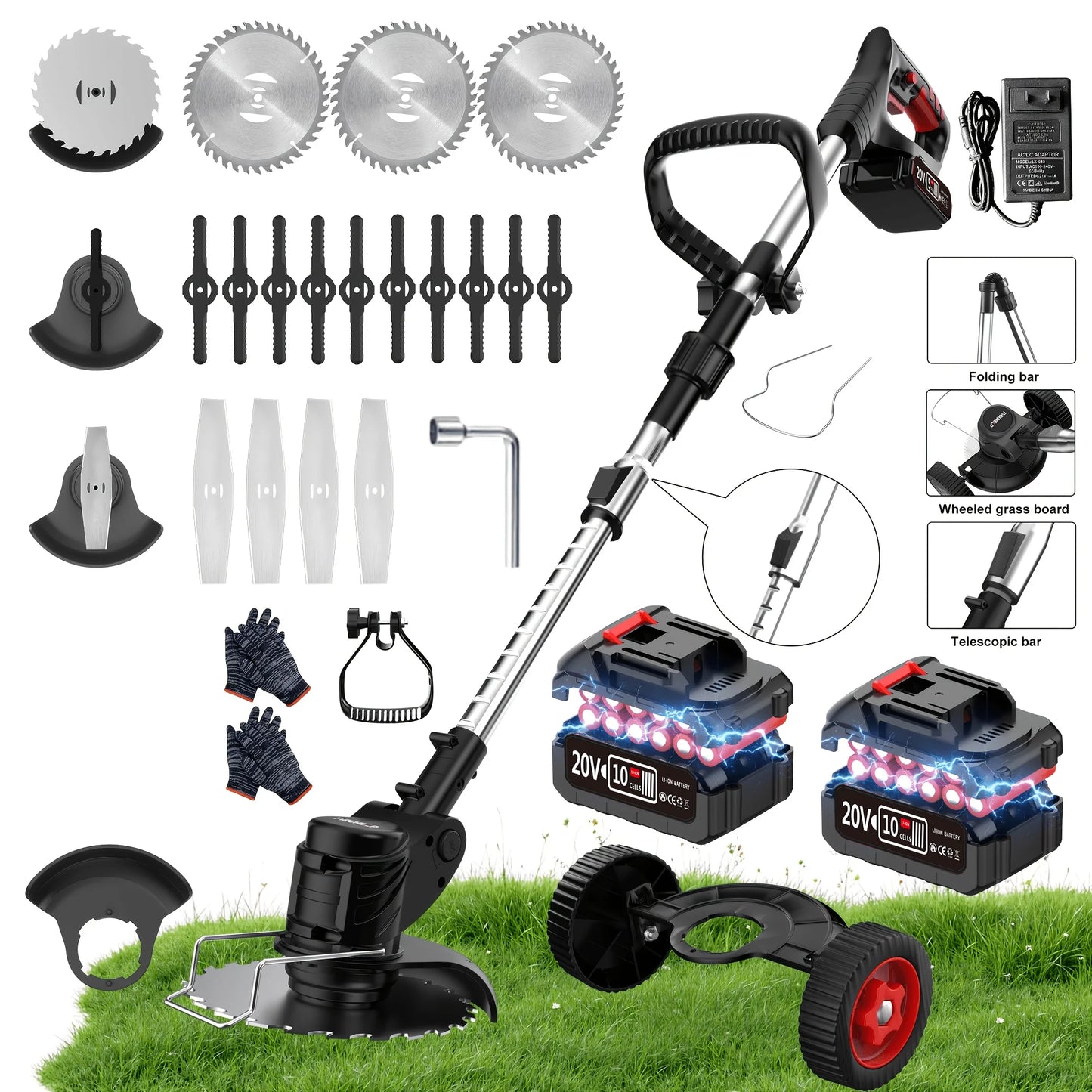 Portable Household Wireless Electric Lawn Mower, Garden Weeder/Cordless Trimmer, 3in1 Multifunctional Garden Mower