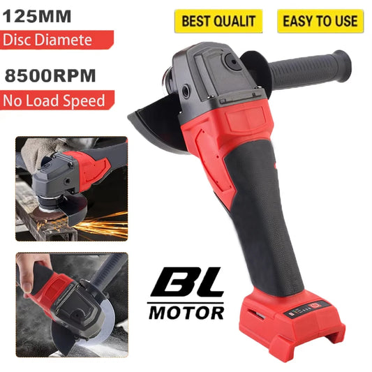 125mm Electric Angle Grinder 3 Gear Brushless Cordless Cutting Polishing Grinding Power Tool For Milwaukee 18V Battery Pin