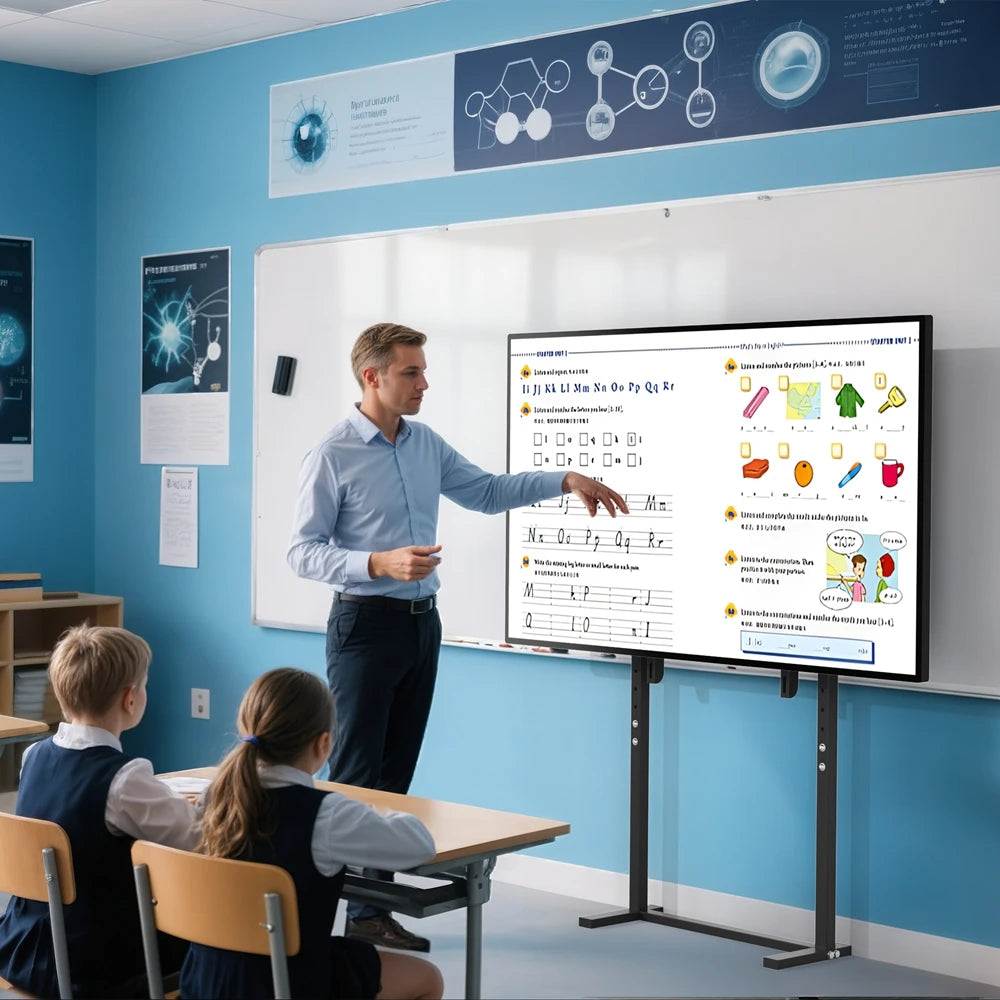 UNHO höhenverstellbarer mobiler TV-Ständer, geeignet für 32-85-Zoll-LED-LCD-Bildschirm, porenfreie Installation, kompatibel mit Panel-TV, Spielmonitorständer, VESA-Standard 600 × 400 mm, maximale Tragfähigkeit 40 kg / 8