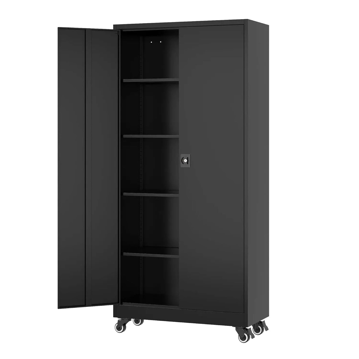 Metal Rolling Storage Cabinet-74.6” Tall Steel File Cabinets with Wheels Lockable Doors and Adjustable, Customized
