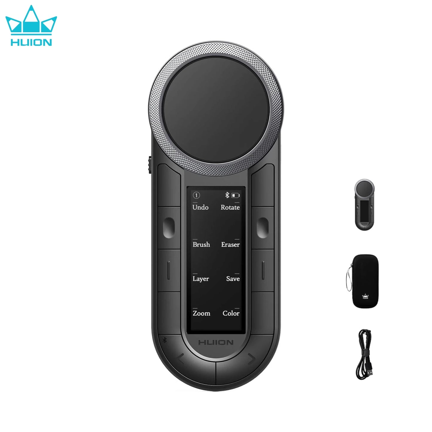 Huion Mini Keyboard Keydial Remote K40 with Dual-channel Bluetooth Wireless Dual-dial Controller 8 Programmable Keys OLED Screen