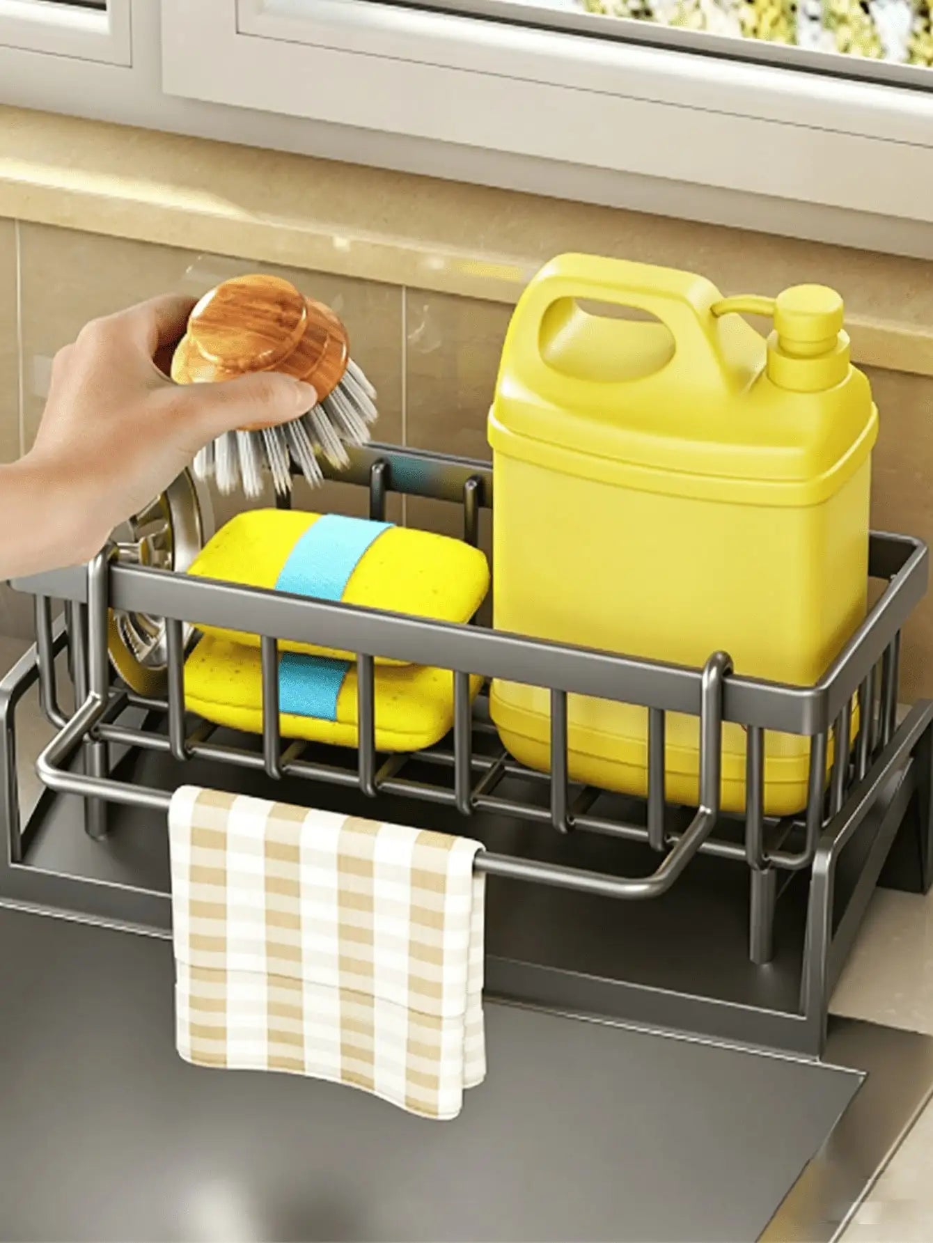 Multifunctional Sink Drain Rack, Sponge Holder, Kitchen Utensil Drainer, Spherical Metal Sink Dish Rack, Upgraded Carbon Steel Material. Kitchen Storage Rack, Sink Towel And Mat All Made Of Carbon Steel, Spherical Metal Sink