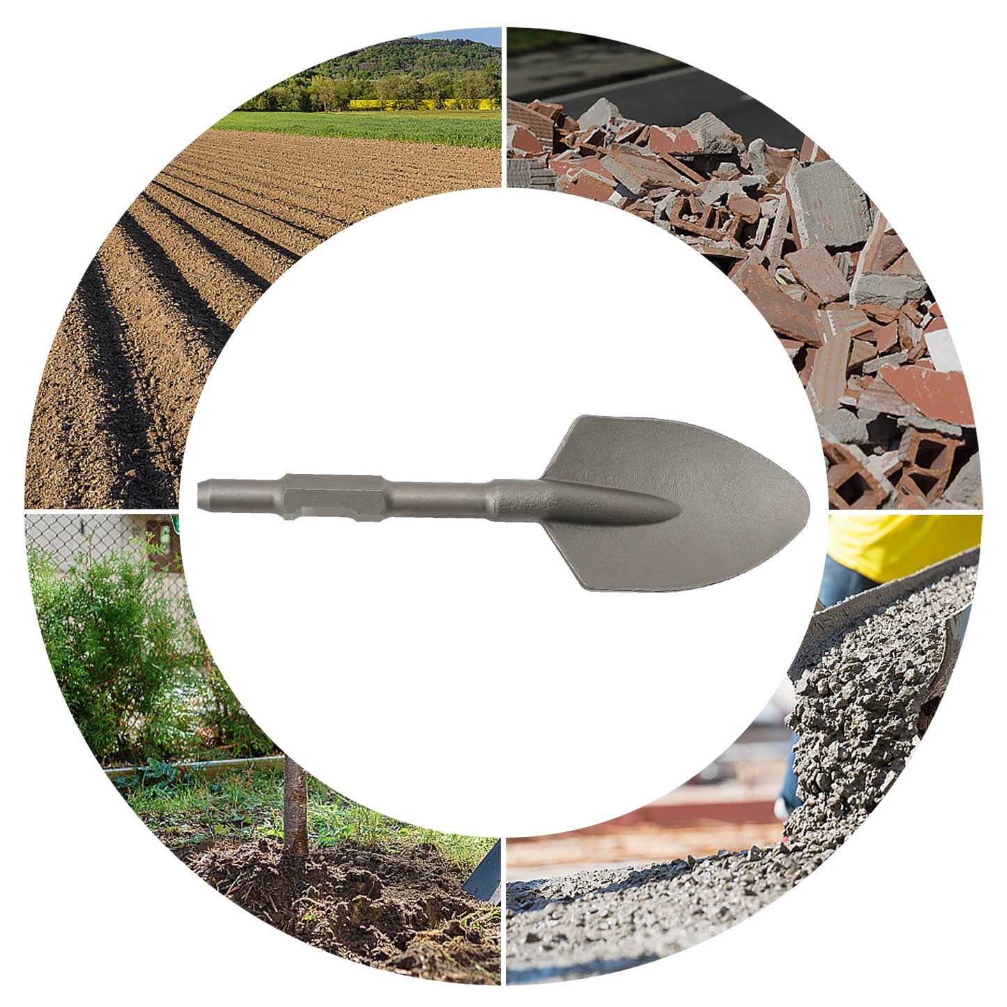 44x13.5cm Sharp Shovel Shank Demolition Hammer Clay Spade Shovel Chisel Long Shovel Bit for Electric Jack Hammer for Chiseling