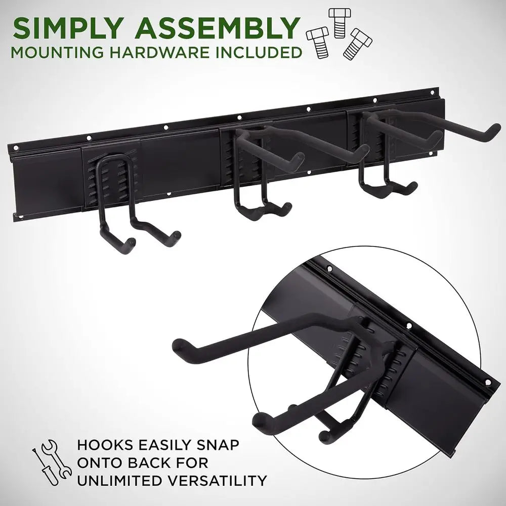 8-Piece Metal Wall-Mounted Garage Organizer for Brooms, Mops, Rakes, and Tools