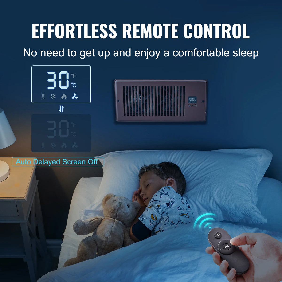 SucceBuy Quiet Register Booster Fan With Remote Thermostat Control