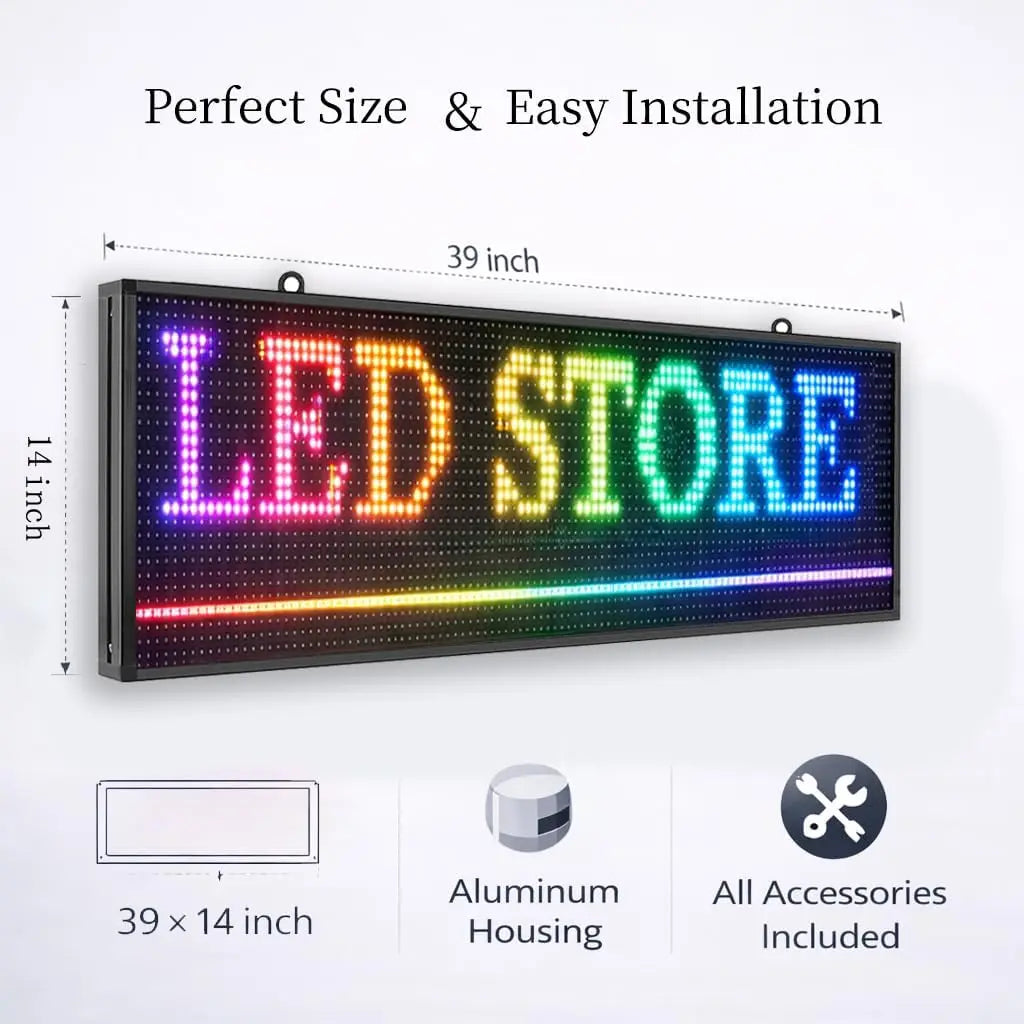 Outdoor Full Color P10 Wifi Scrolling Texts Messages Board Programmable Led Sign (1000x360mm)