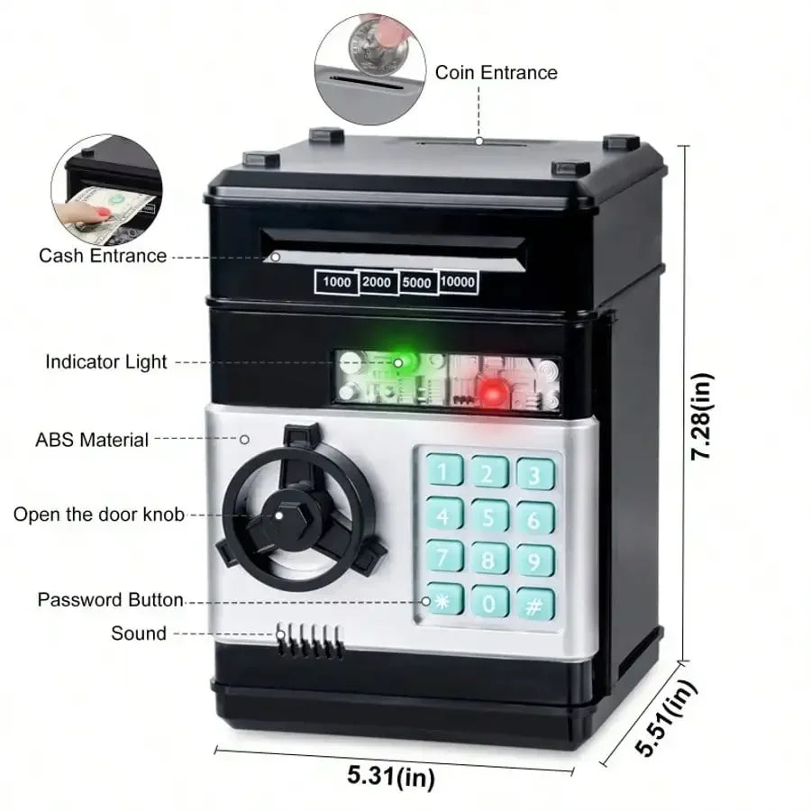 2026 Piggy Bank Cash Coin Can ATM Bank Electronic Coin Money Bank For Kids Age 3-12, Money Savings Box Mini ATM Coin Bank Toys Gifts For 3 4 5 6 7 8 9 10 11 12 Year Old Boys Girls