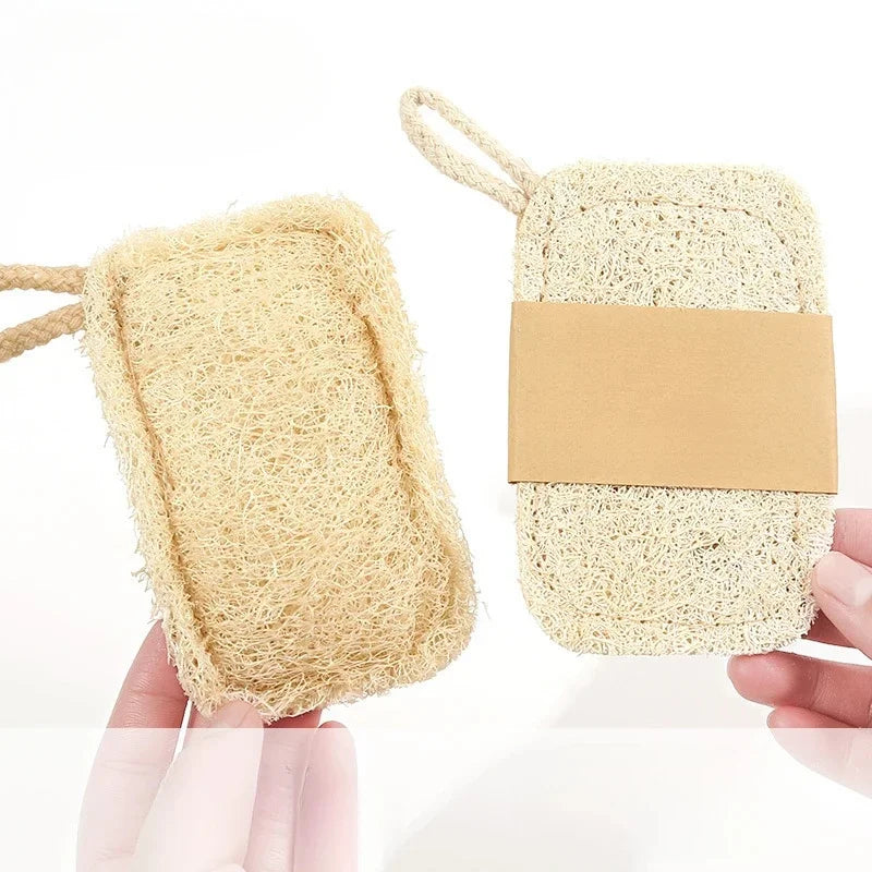 6pcs Natural Loofah Exfoliating Sponges - Gentle Body Scrubber for Shower & Bath, Bamboo Fiber Cleaning Pads 2042