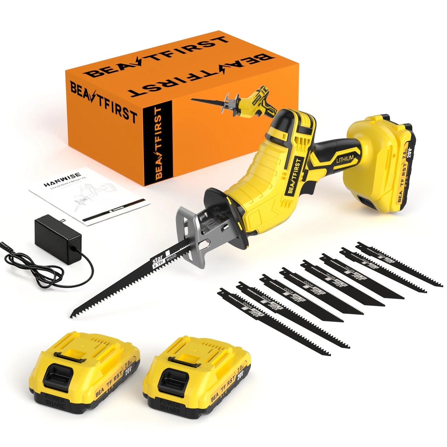 150W Upgraded Brushless Reciprocating Saw — 0-3500 RPM Variable Speed Saw, featuring an SDS Quick-Release Chuck for Fast Bl